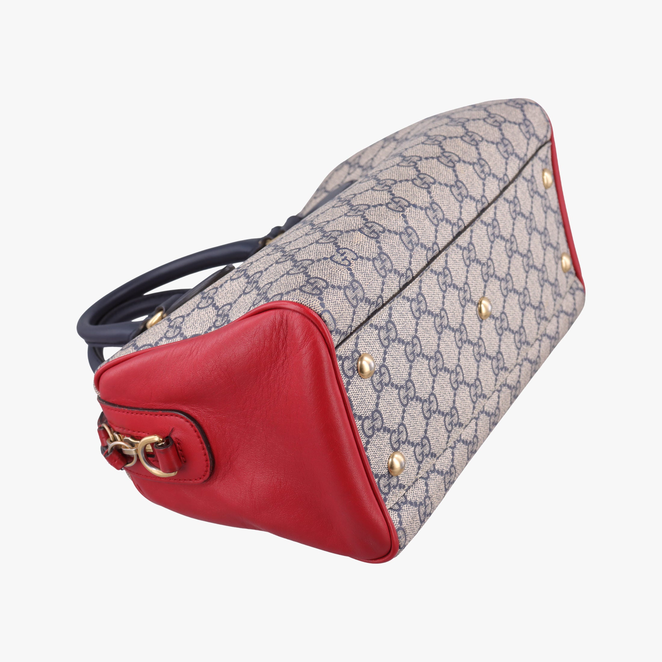GG SUPREME Beige x Red x Navy PVC coated canvasxLeather 409529 I019842612GGスプリーム ベージュ×レッド×ネイビー PVCコーティングキャンバスxレザー 409529 I019842612
