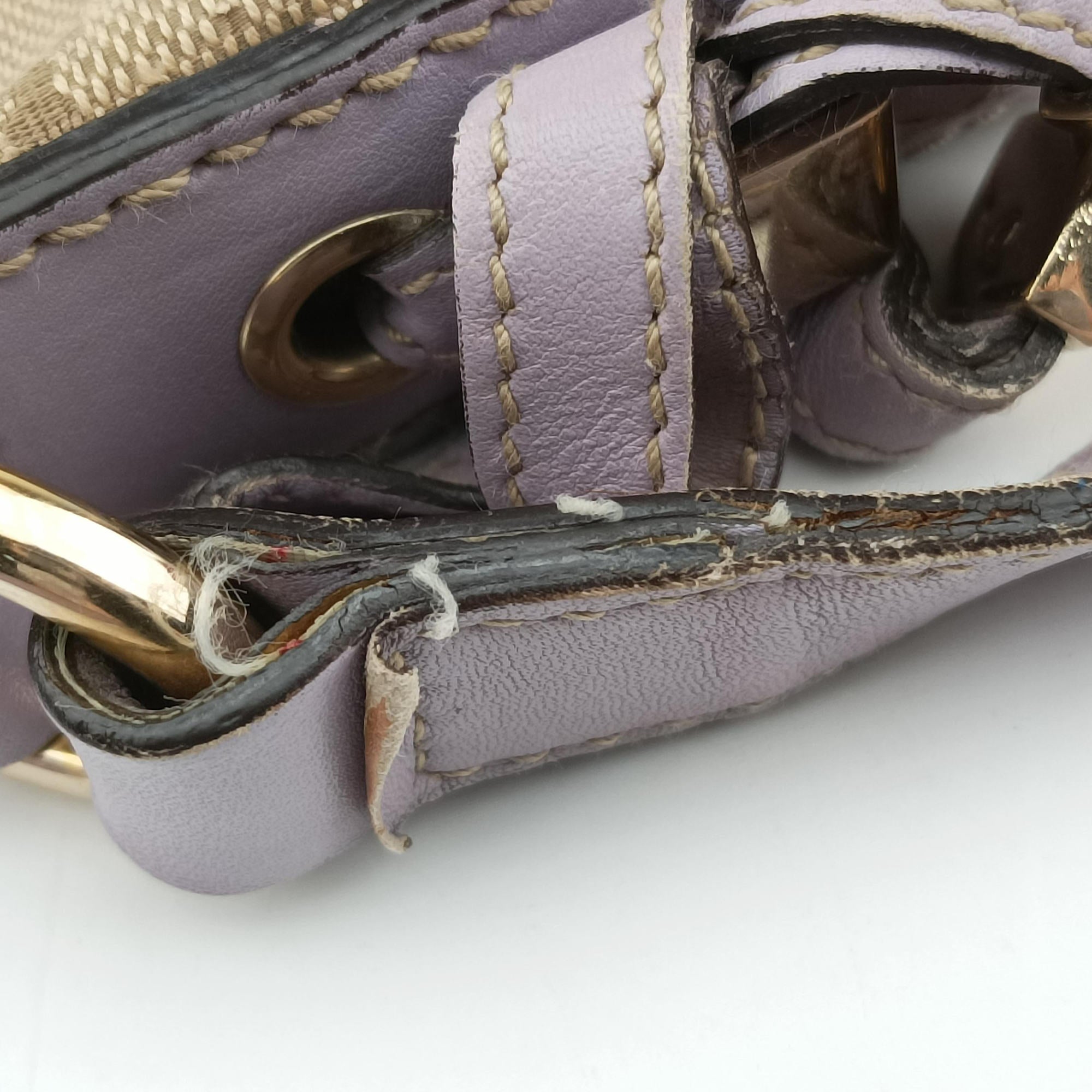 Princy Purple × Beige Leather×Canvas 204939 G3496047プリンシー パープル × ベージュ レザー×キャンバス 204939 G3496047