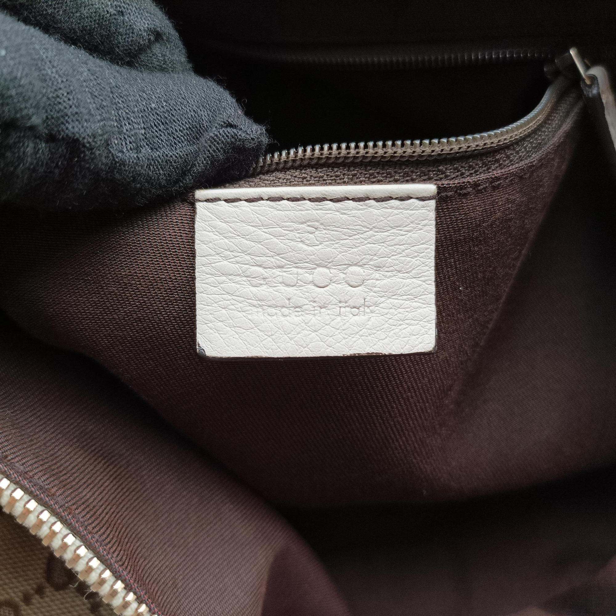 Abbey D-ring Hobo Beige×White canvas×leather 189833 C4783983アビー Dリング ホーボー ベージュ×ホワイト キャンバス×レザー 189833 C4783983