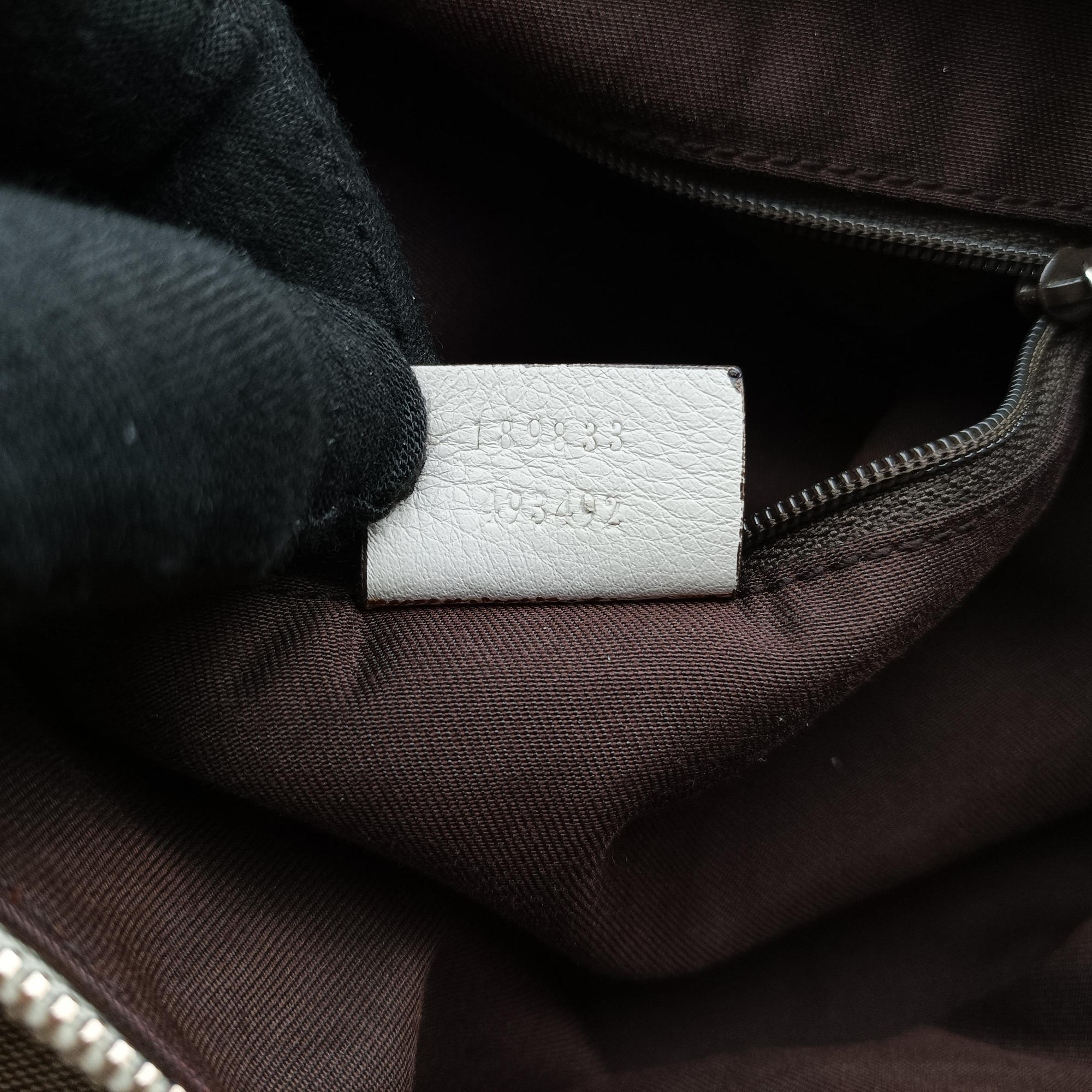 Abbey D-ring Hobo Beige×White canvas×leather 189833 C4783983アビー Dリング ホーボー ベージュ×ホワイト キャンバス×レザー 189833 C4783983