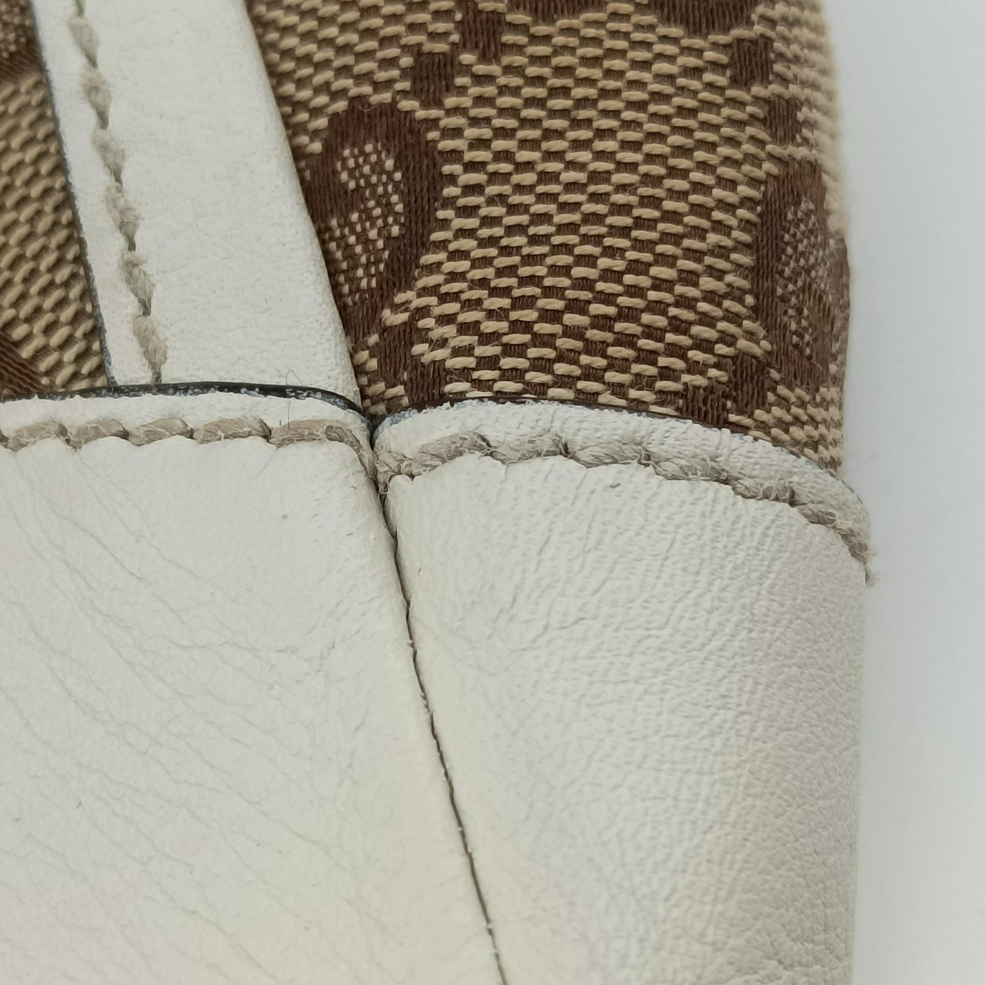 Abbey D-ring Hobo Beige×White canvas×leather 189833 C4783983アビー Dリング ホーボー ベージュ×ホワイト キャンバス×レザー 189833 C4783983