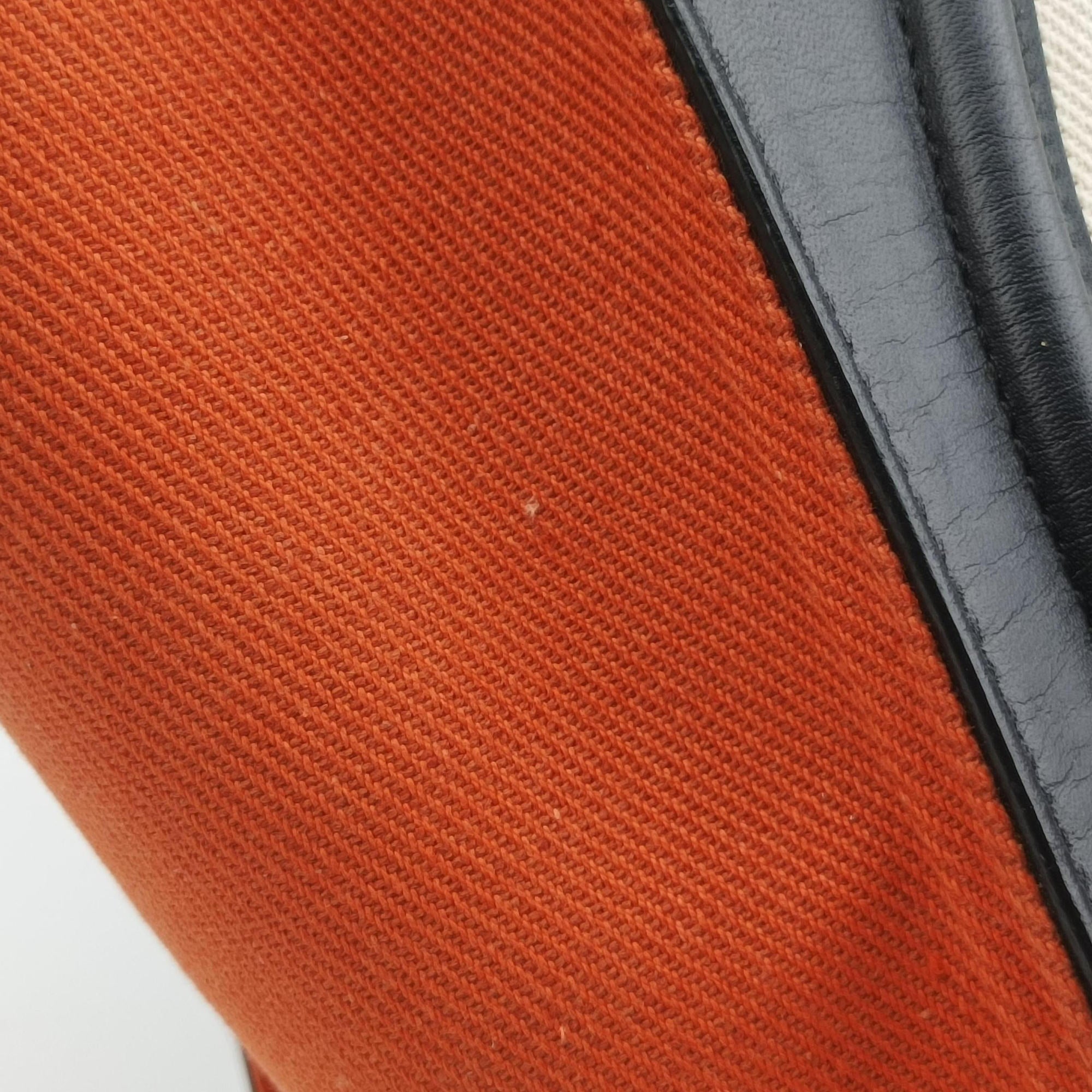 Luggage Micro shopper Black × Ivory × Orange Canvas × Leather S-GA-4164ラゲージマイクロショッパー ブラック × アイボリー × オレンジ キャンバス × レザー S-GA-4164