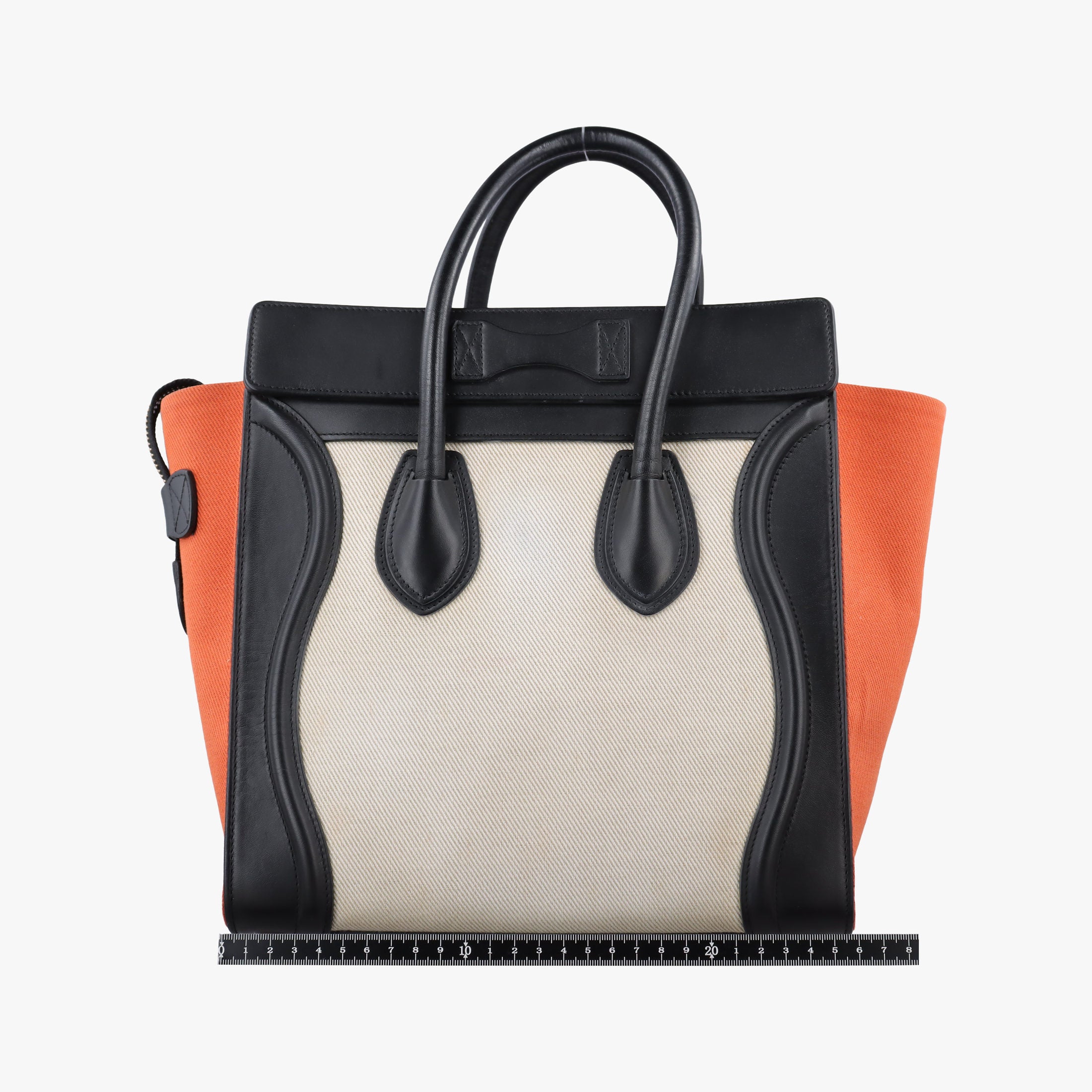 Luggage Micro shopper Black × Ivory × Orange Canvas × Leather S-GA-4164ラゲージマイクロショッパー ブラック × アイボリー × オレンジ キャンバス × レザー S-GA-4164