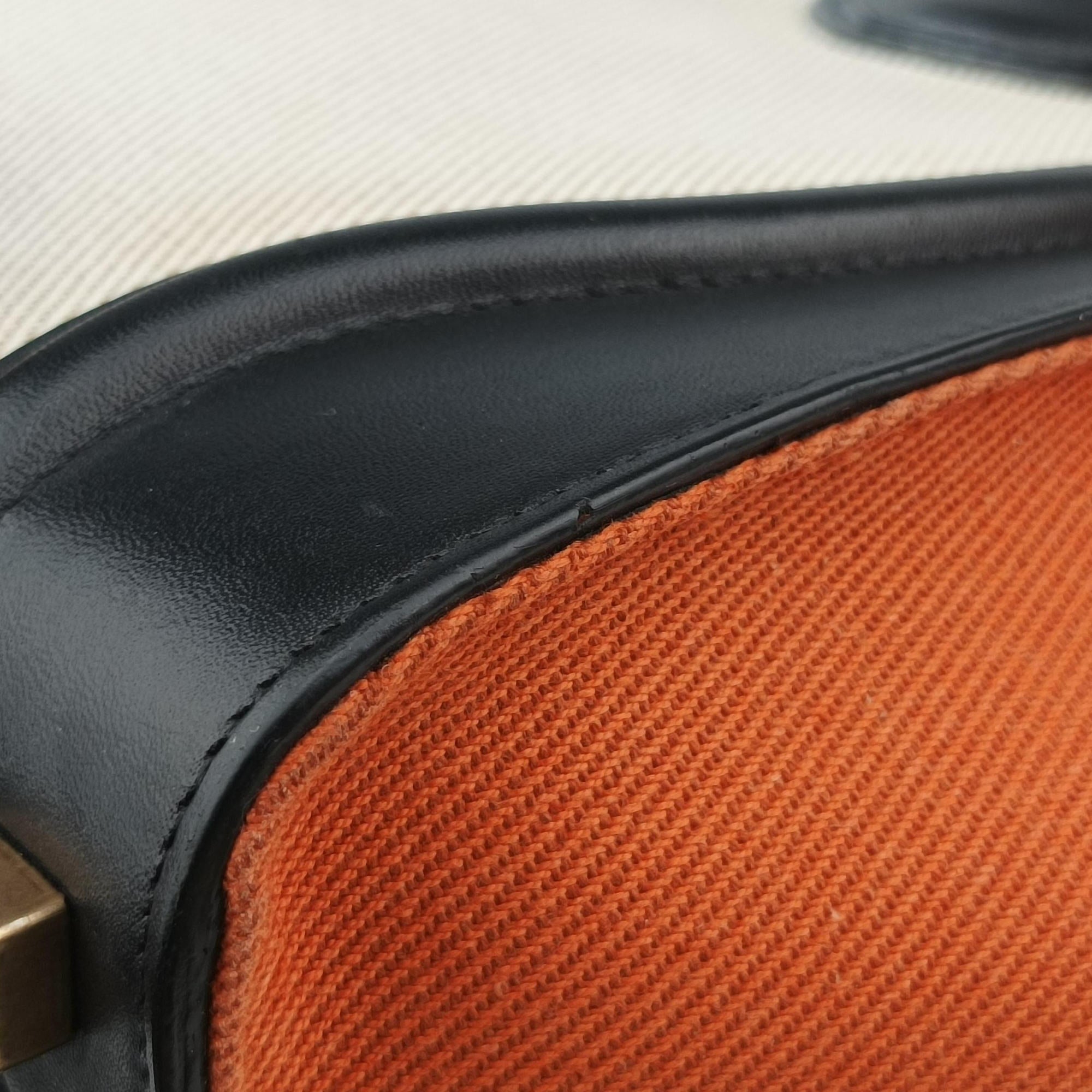 Luggage Micro shopper Black × Ivory × Orange Canvas × Leather S-GA-4164ラゲージマイクロショッパー ブラック × アイボリー × オレンジ キャンバス × レザー S-GA-4164