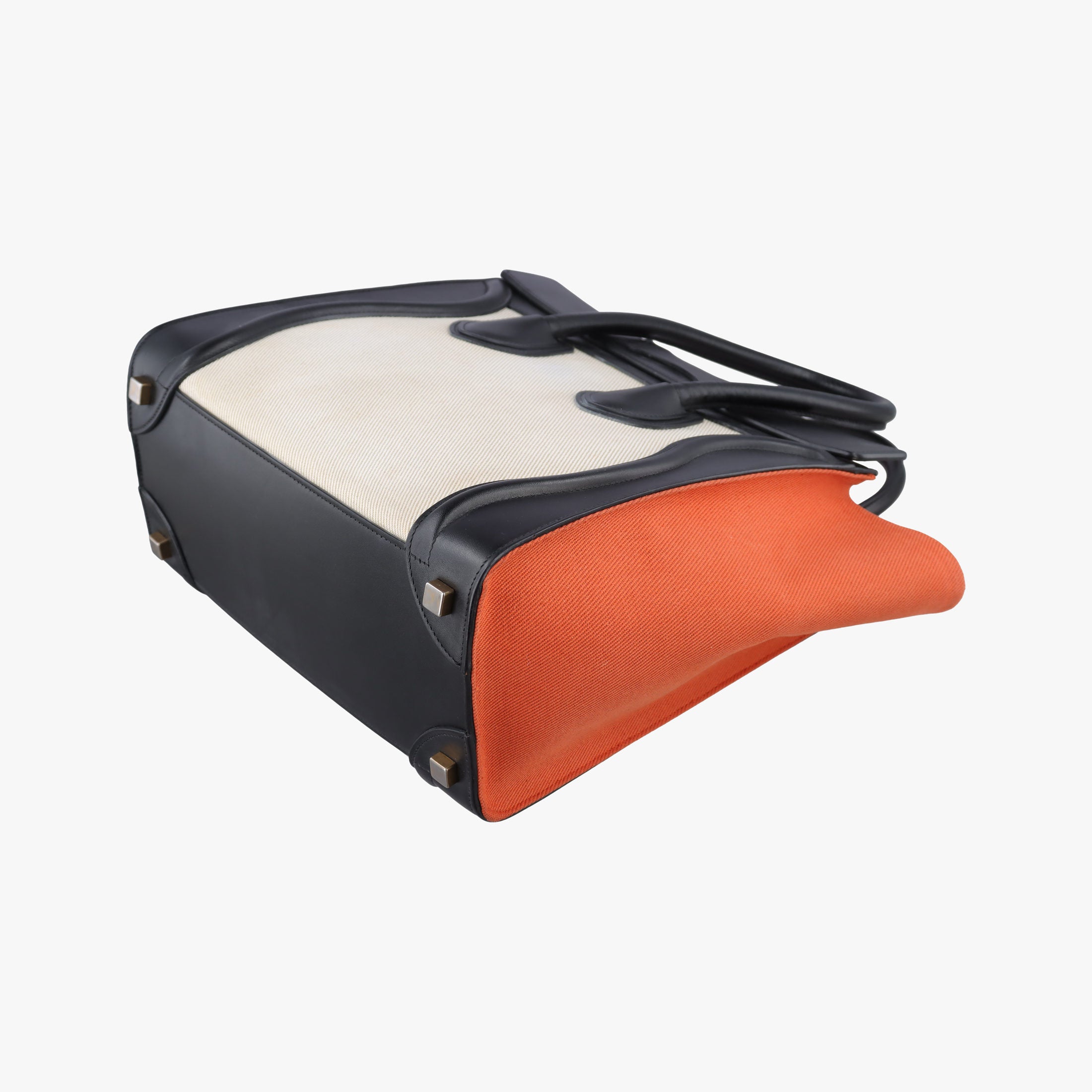 Luggage Micro shopper Black × Ivory × Orange Canvas × Leather S-GA-4164ラゲージマイクロショッパー ブラック × アイボリー × オレンジ キャンバス × レザー S-GA-4164