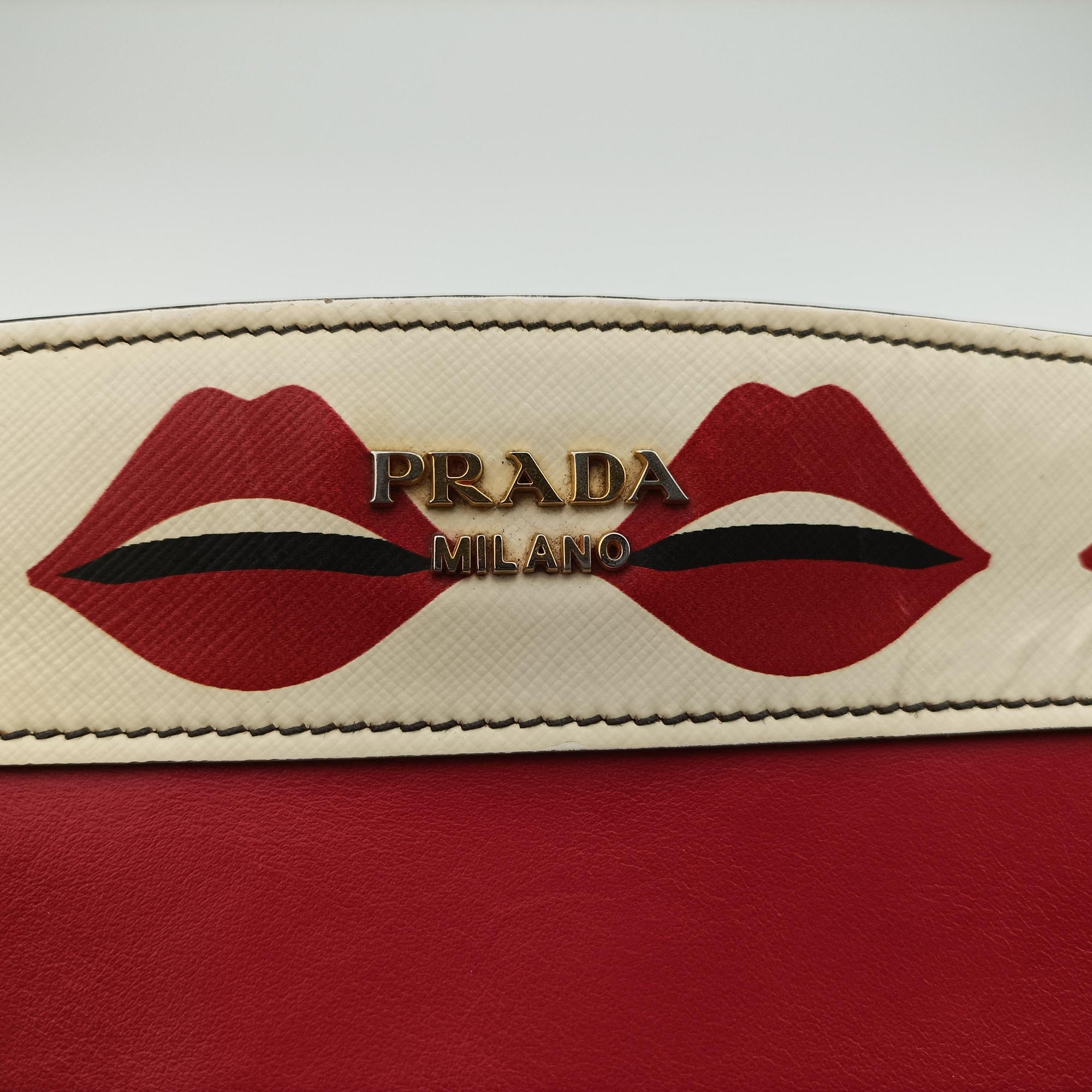 lip print Esplanade Red×white Leather 1BH043 117 Gリッププリント エスプラナード レッド×ホワイト レザー 1BH043 117 G