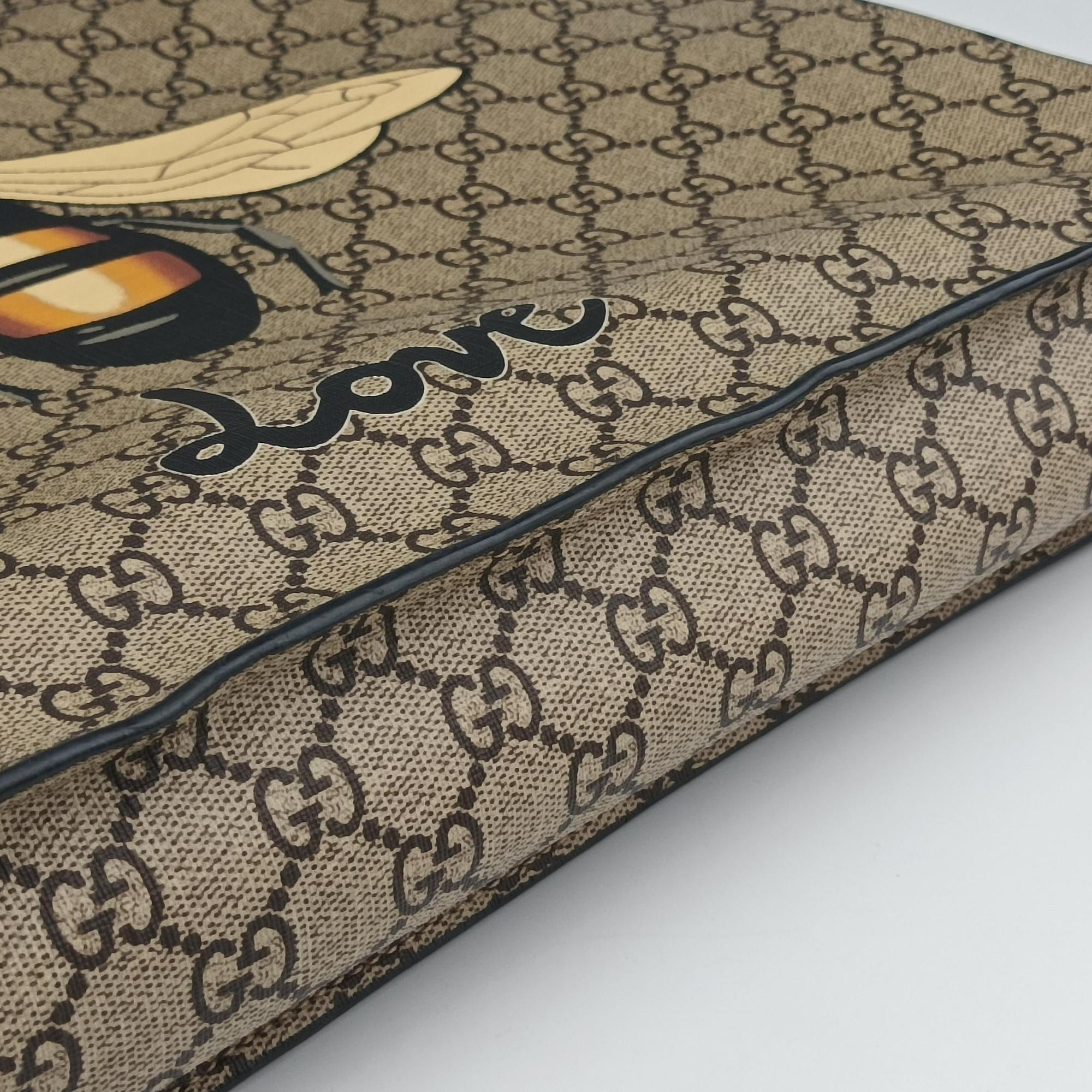 GG Supreme Bee Beige×black PVC coated canvas×Leather 450950 A029293727GGスプリーム キングスネーク ベージュ×ブラック PVCコーティングキャンバス×レザー 450950 A029293727