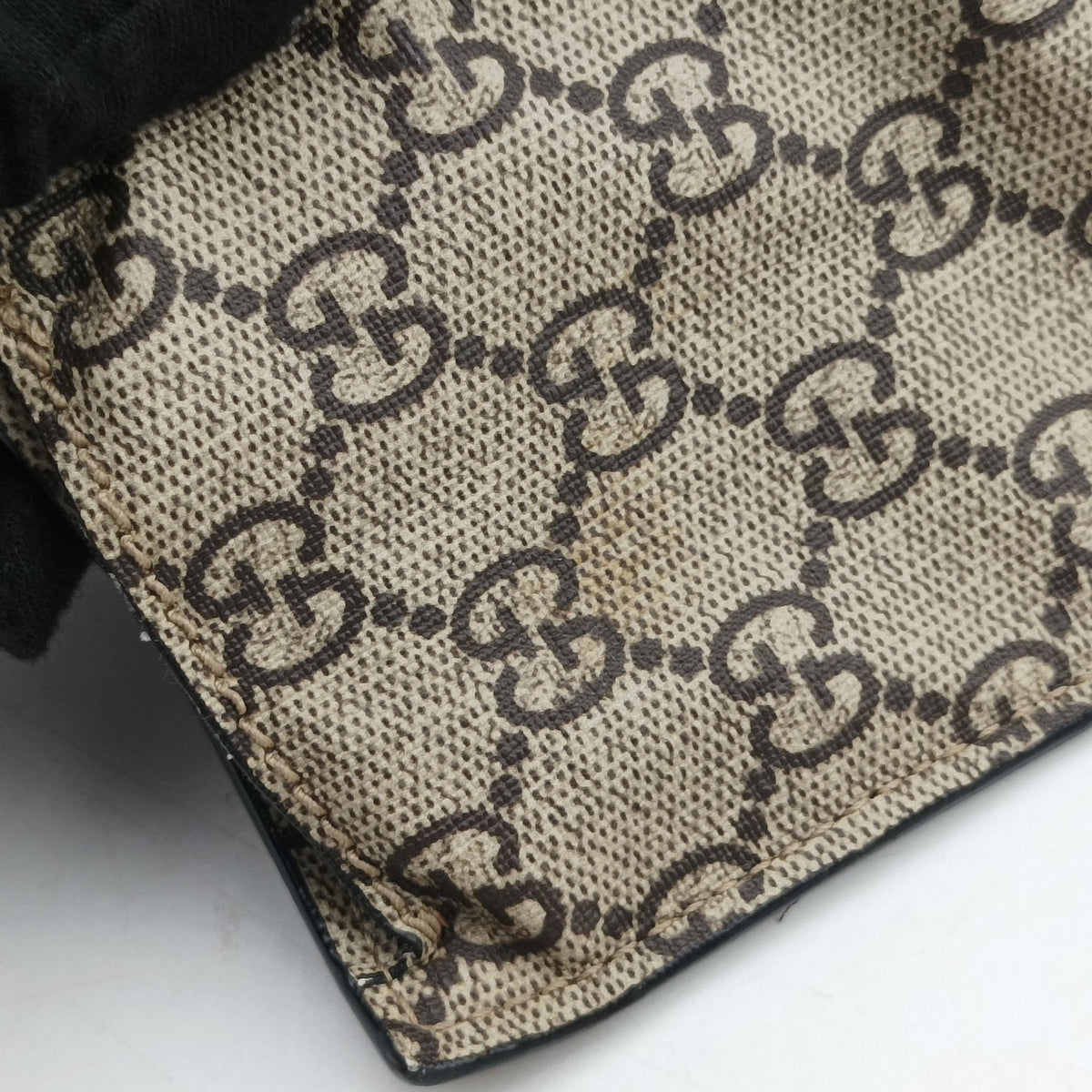 GG Supreme Bee beige×black PVC coated canvas×Leather 450950 G020712977GGスプリーム ビー ベージュ×ブラック PVCコーティングキャンバス×レザー 450950 G020712977