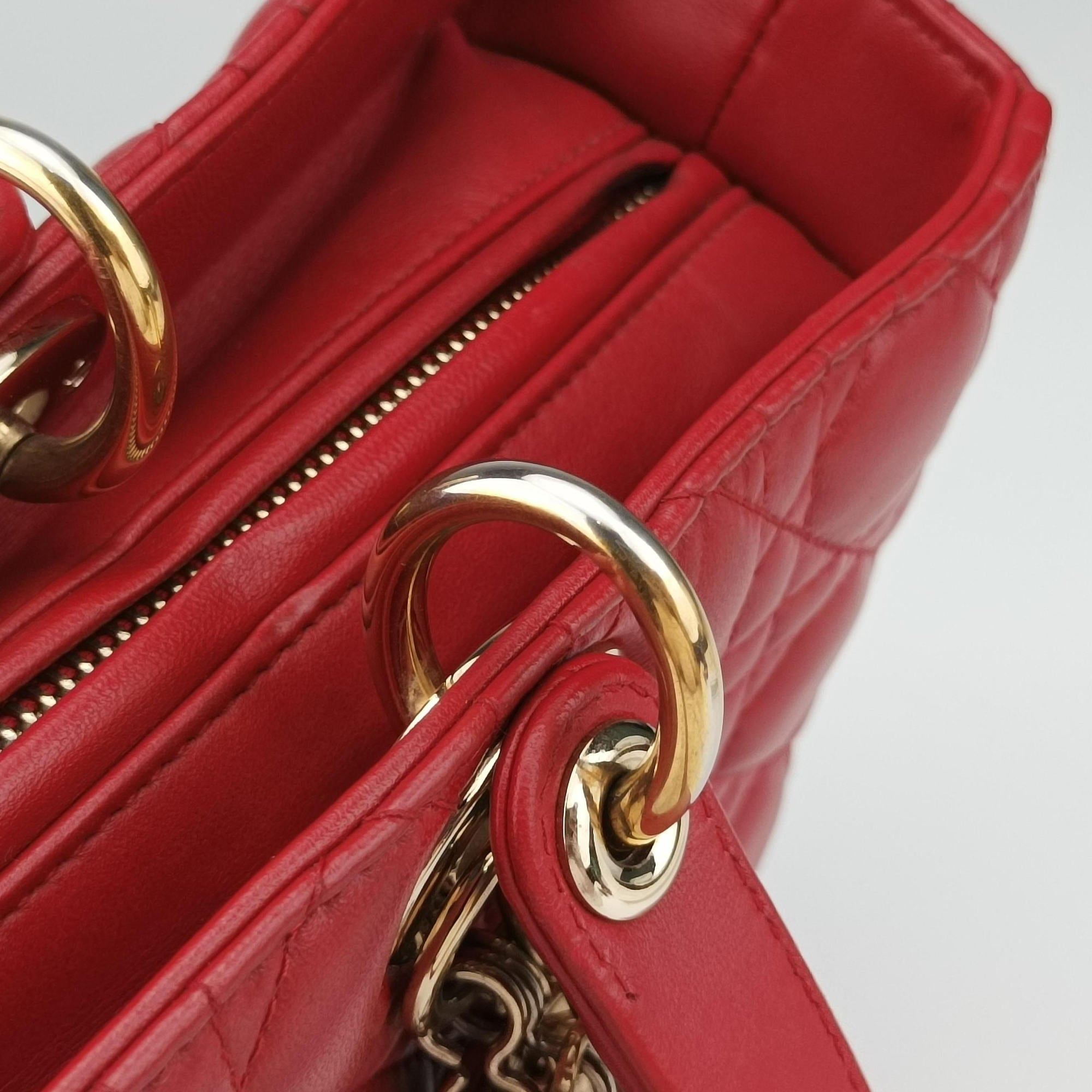 Lady Dior Red lambskin 15-BO-0143レディディオール レッド ラムスキン 15-BO-0143