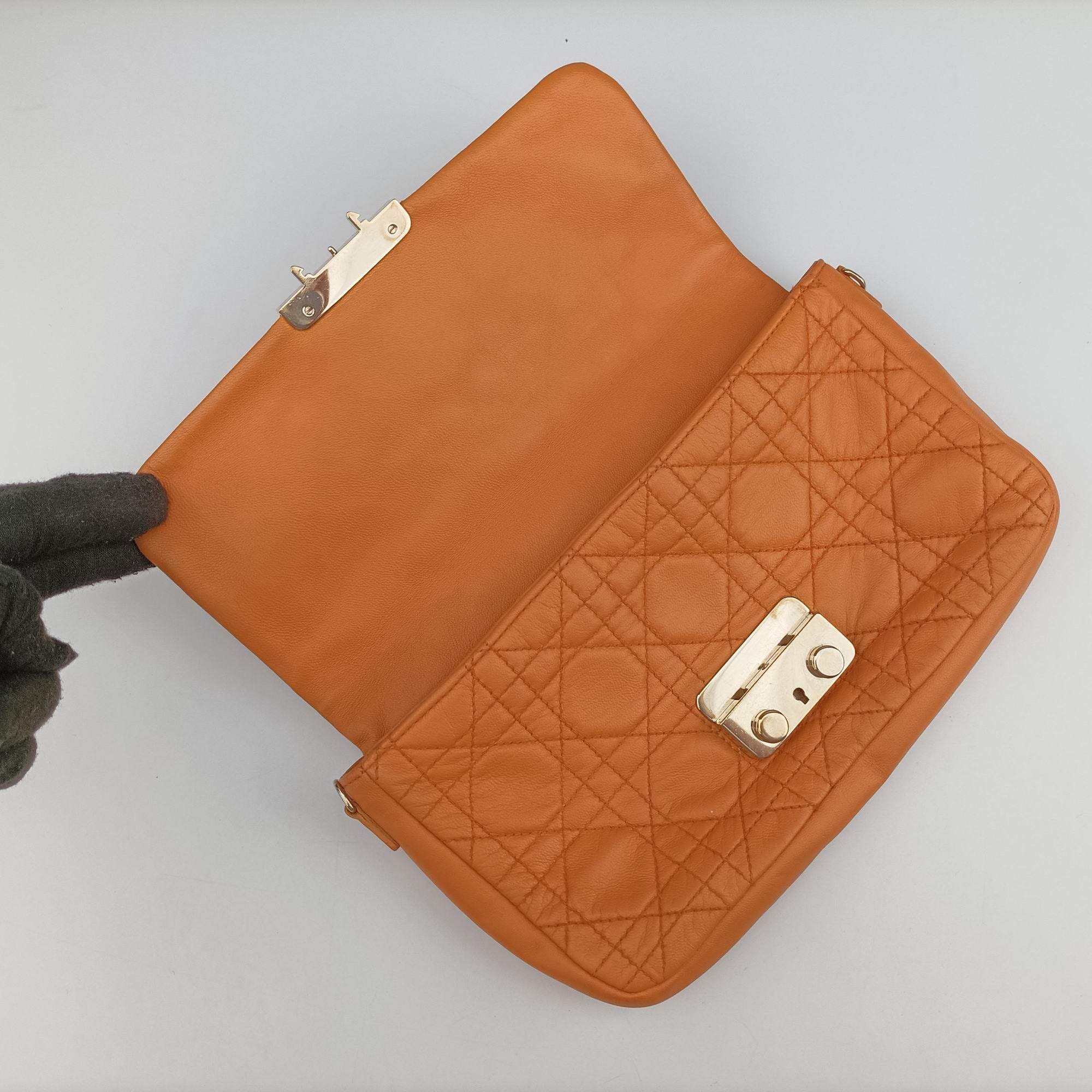 Miss Dior Cannage New Lock Orange lambskin 03-LU-0192ミスディオール カナージュ ニューロック オレンジ ラムスキン 03-LU-0192