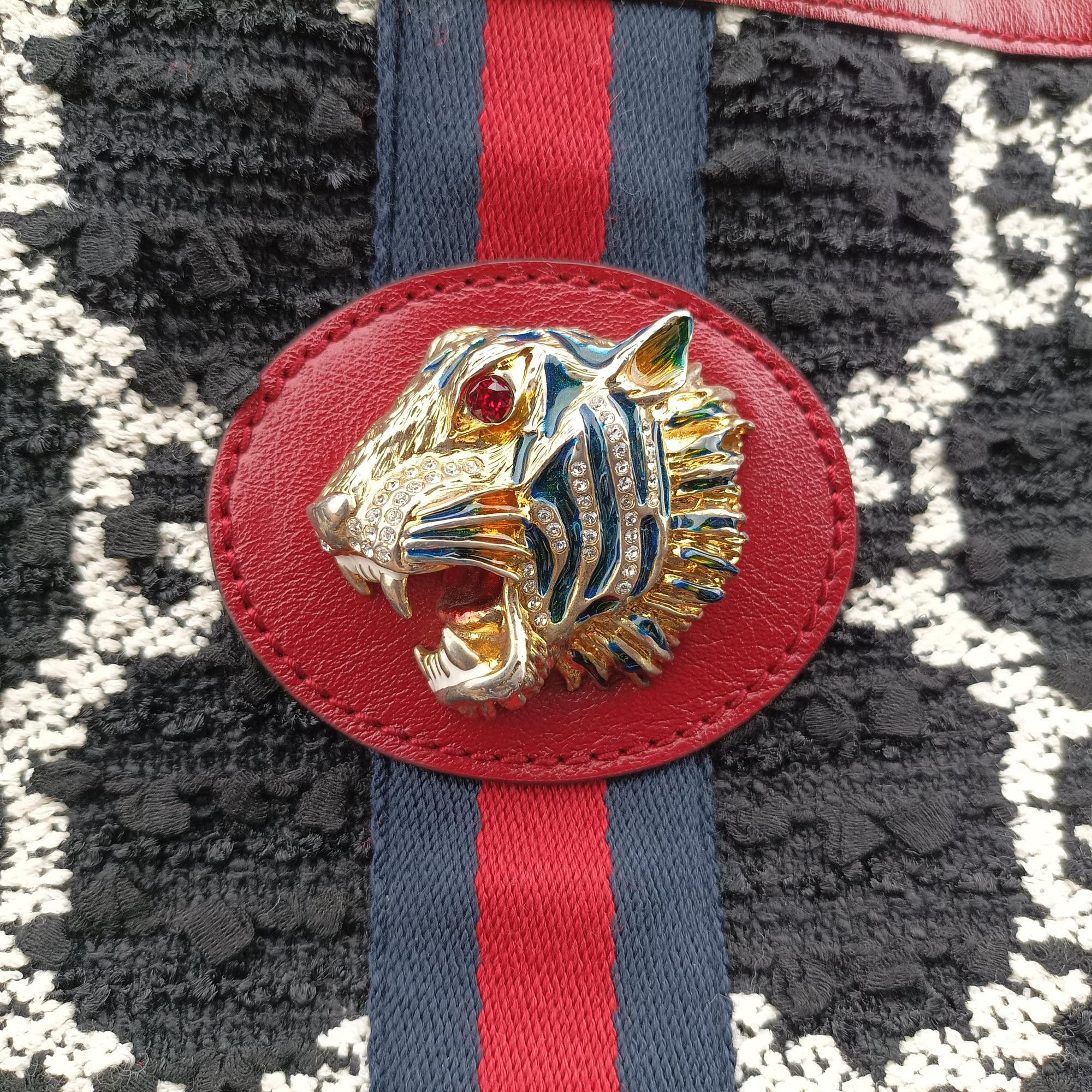 Rajah Black × Red × Multi tweed × leather 537219 I030122329ラジャ ブラック×レッド×マルチ ツイード×レザー 537219 I030122329