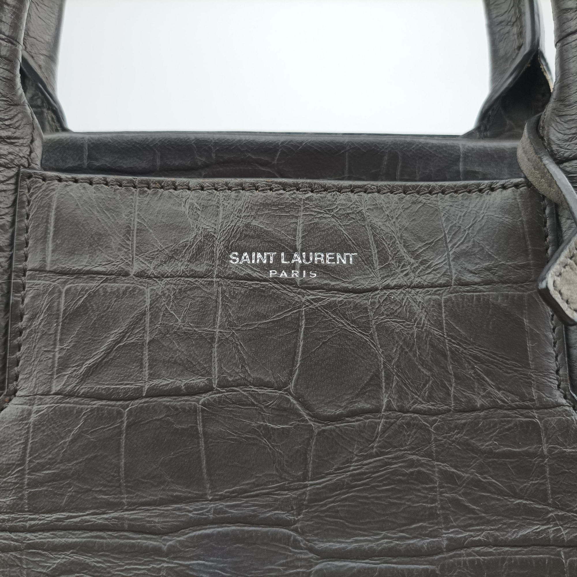 Cabas Rive Gauche Dark Gray Crocodile Embossed Calfskin Leather 400413 TCT400413.0416カバ リヴ ゴーシュ ダークグレー クロコ型押しレザー 400413 TCT400413.0416