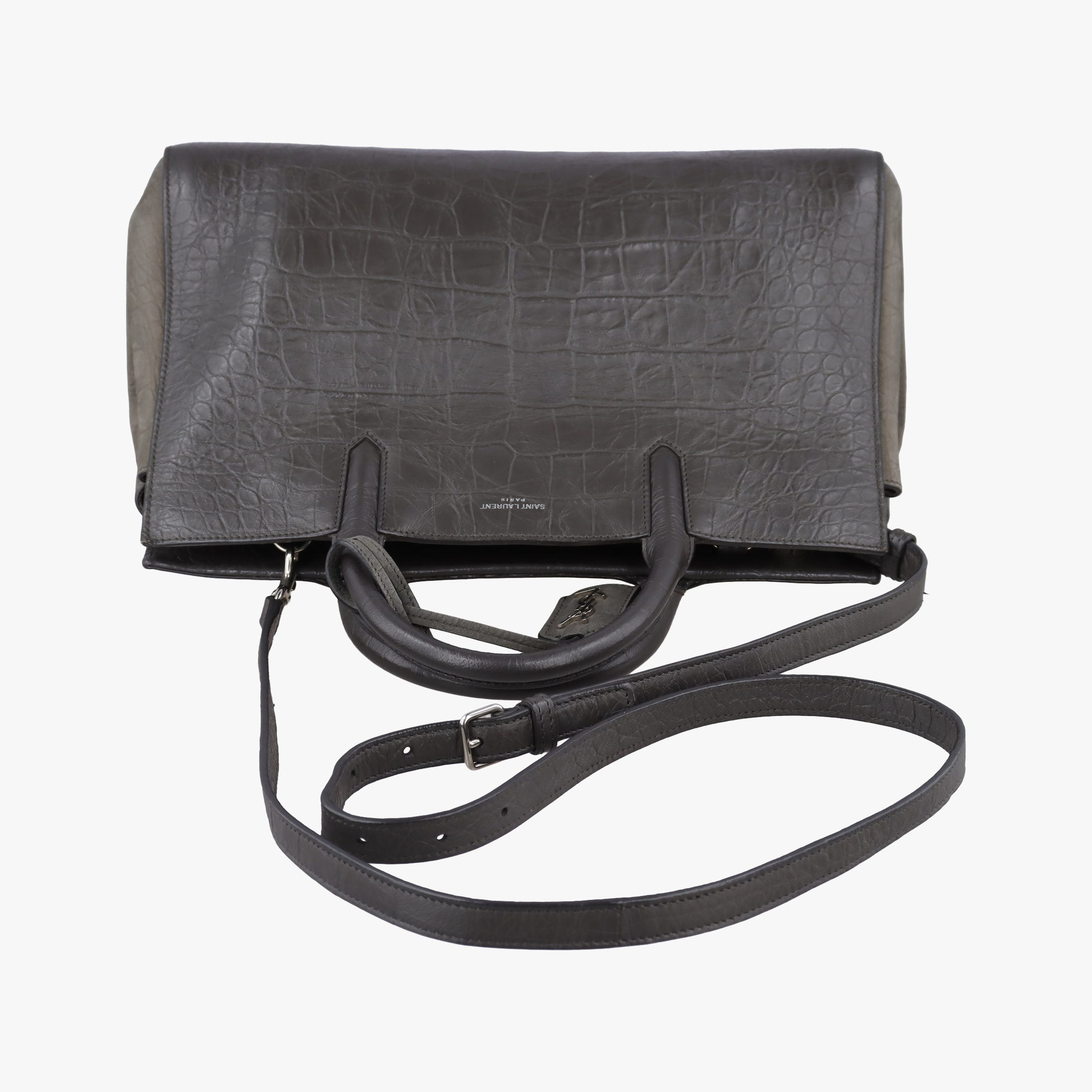Cabas Rive Gauche Dark Gray Crocodile Embossed Calfskin Leather 400413 TCT400413.0416カバ リヴ ゴーシュ ダークグレー クロコ型押しレザー 400413 TCT400413.0416