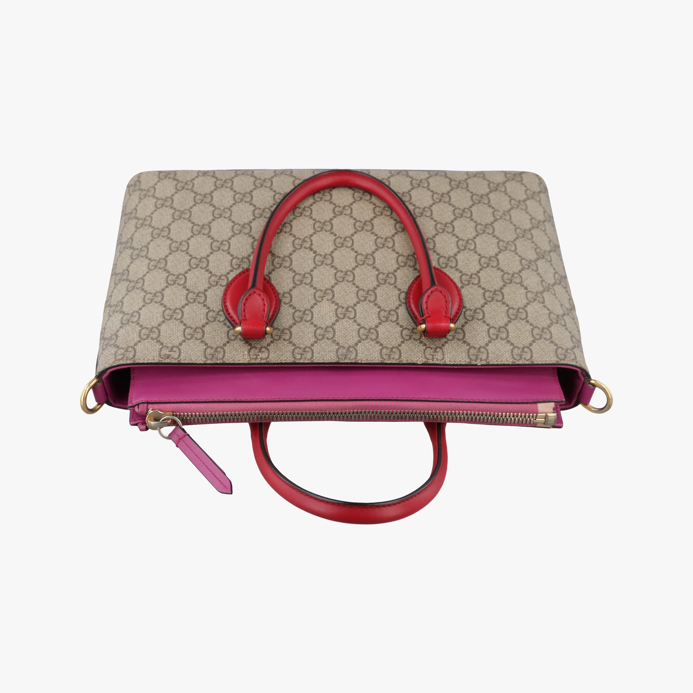 GG SUPREME Beige×Pink×Red PVC coated canvas × leather 409534 A019186148GGスプリーム ブラウン PVCコーティングキャンバス×レザー 409534 A019186148