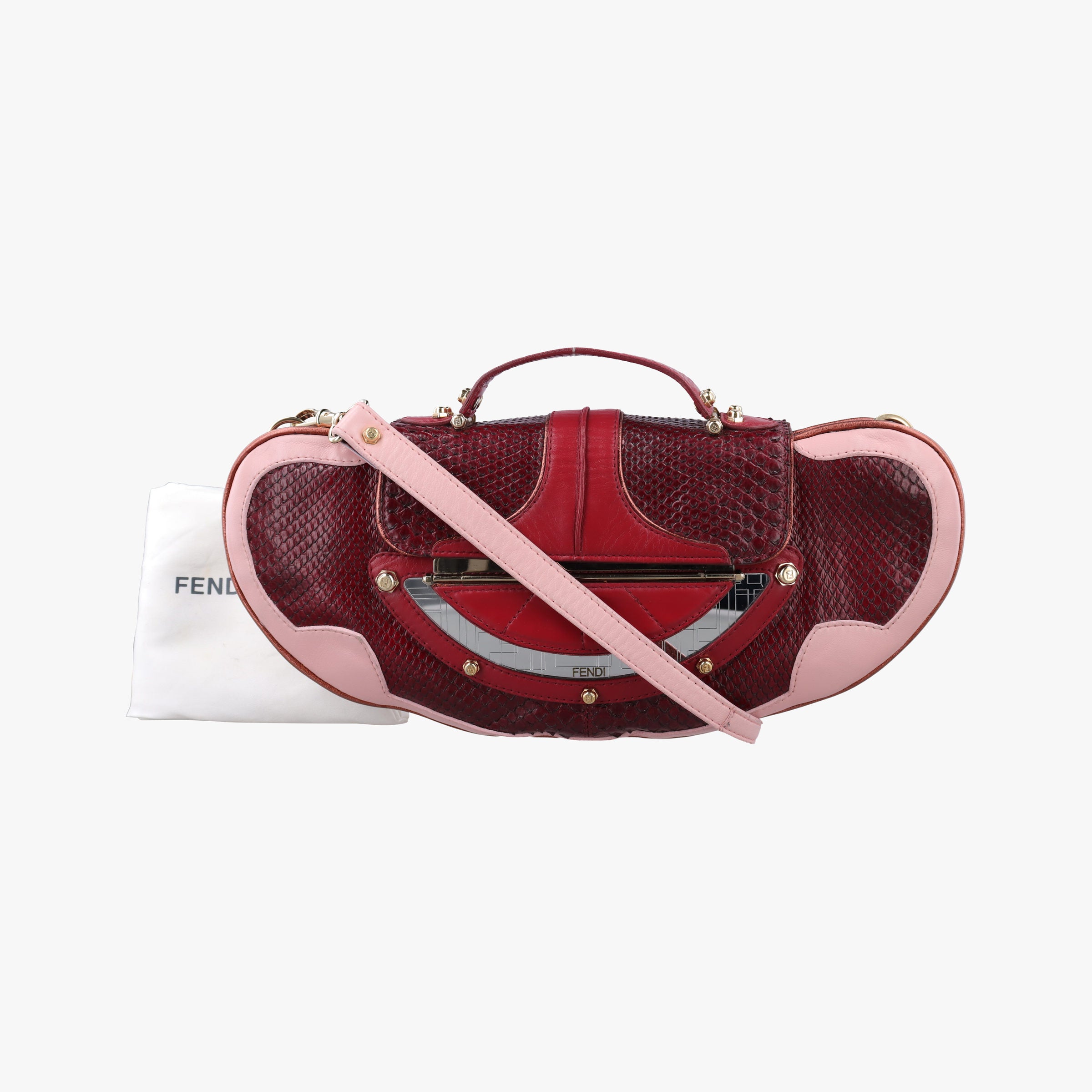 Vanity Mirror Bordeaux × Pink Python Leather × Calfskin Leather Lot number unknownヴァニティ ミラー ボルドー × ピンク パイソンレザー× カーフレザー 製番不明