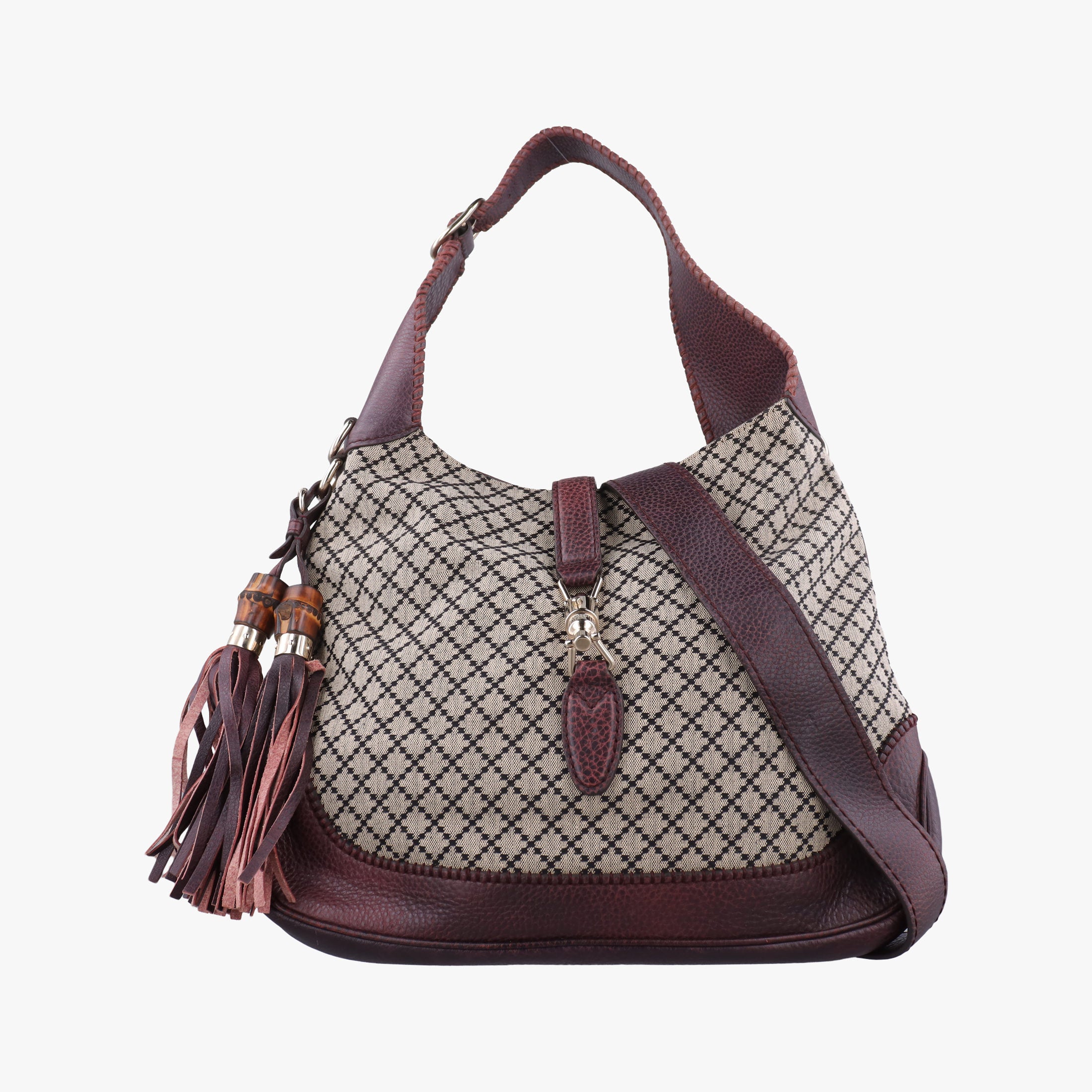 New Jackie Beige × Bordeaux canvas×leather 246907 G7342791ニュージャッキー ベージュ × ボルドー キャンバス x レザー 246907 G7342791