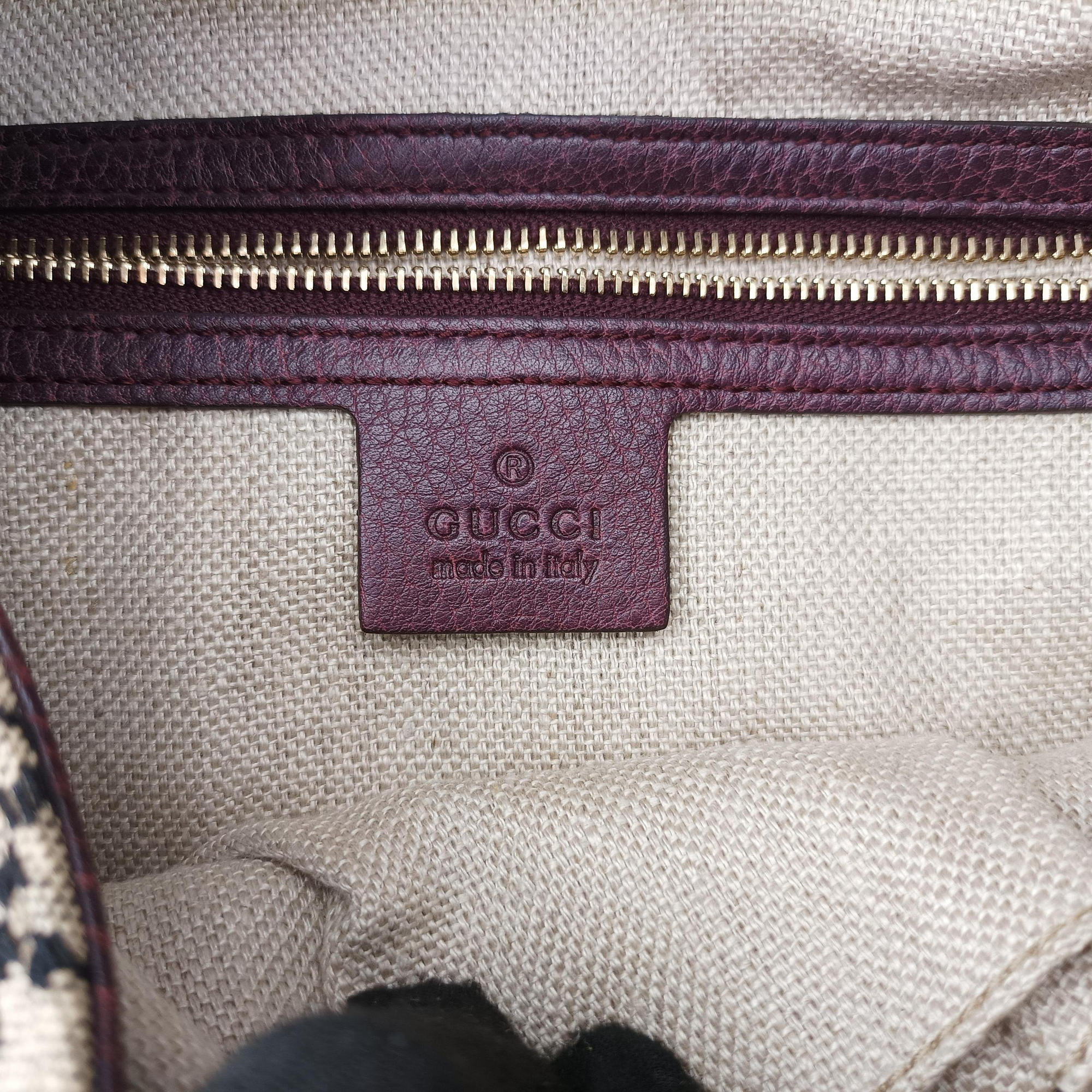 New Jackie Beige × Bordeaux canvas×leather 246907 G7342791ニュージャッキー ベージュ × ボルドー キャンバス x レザー 246907 G7342791
