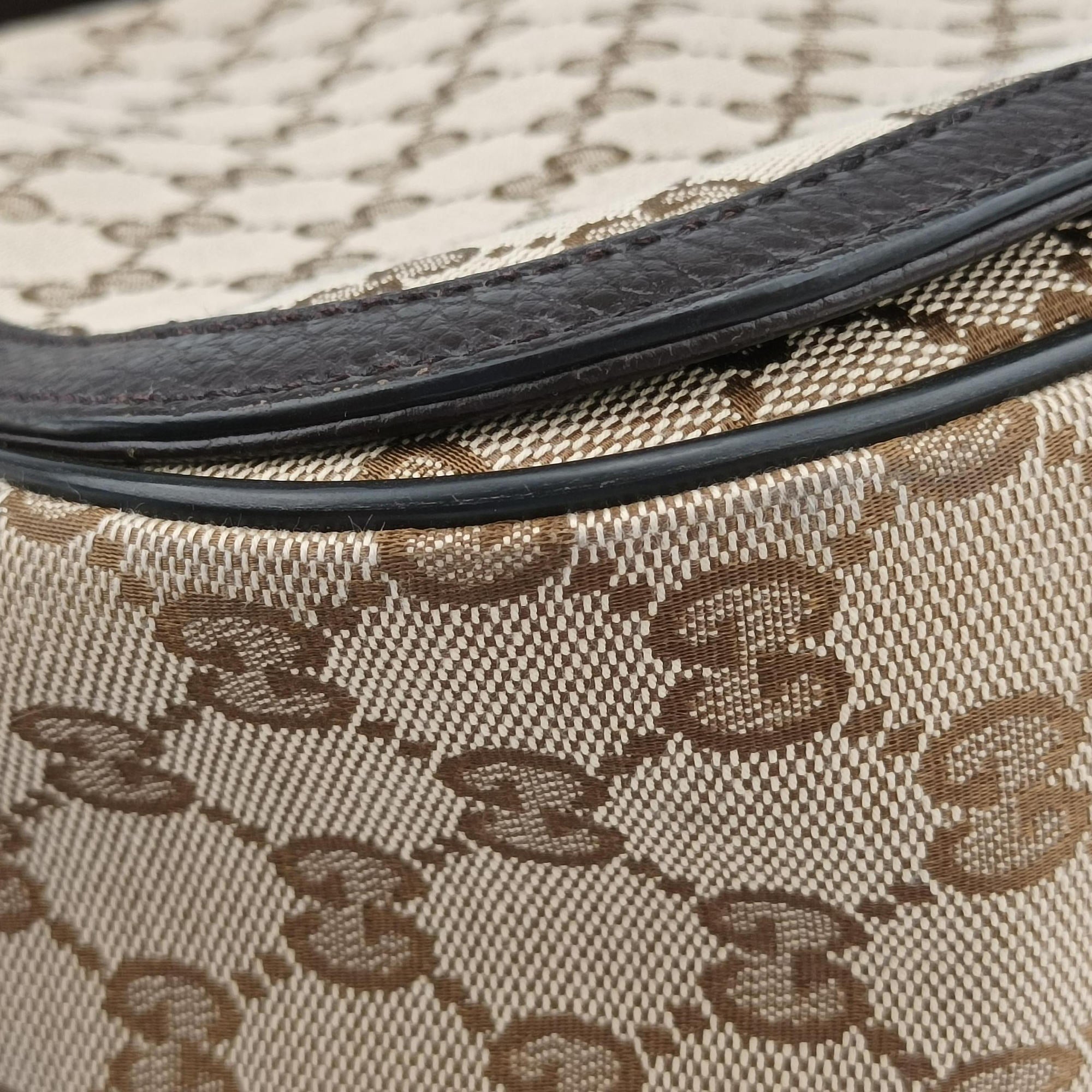 messenger Beige × brown GG canvas×Leather 449171 F036421773メッセンジャー ベージュ × ブラウン GGキャンバス×レザー 449171 F036421773