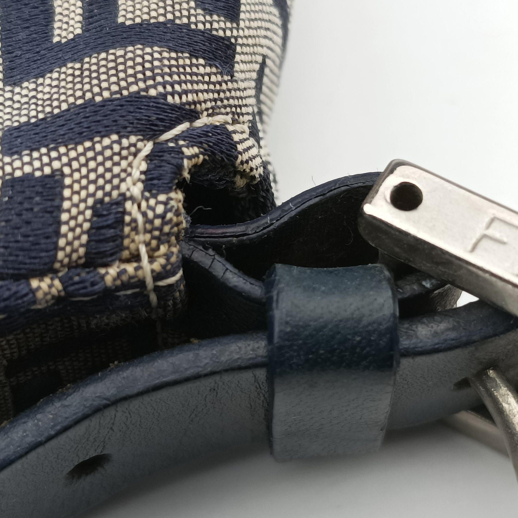 Baguette Zucchino Navy×Grey canvas×leather 8BR001 Lot number unknownマンマバケット ズッキーノ柄 ネイビー×グレー キャンバス×レザー 8BR001 製番不明