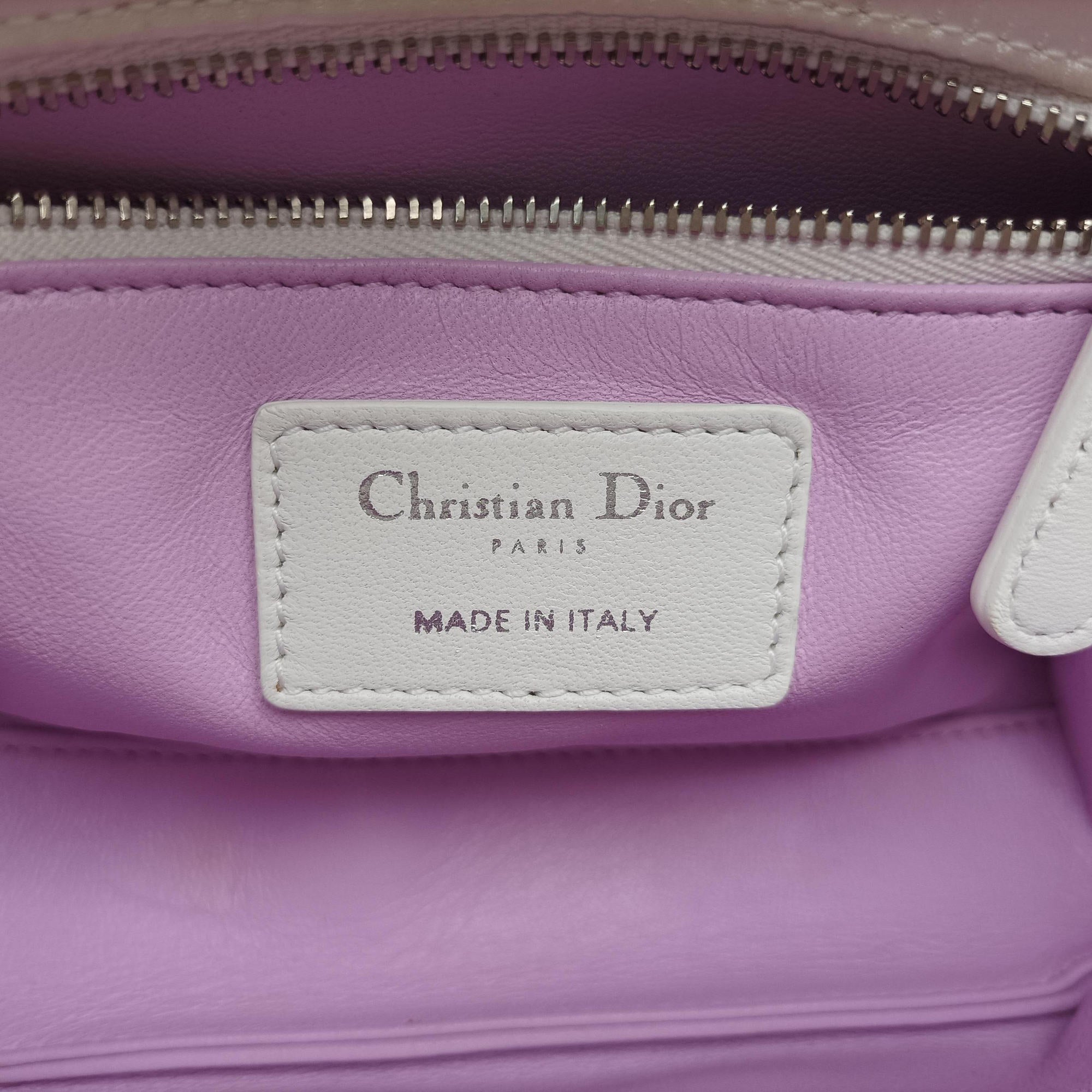 Lady Dior White×Multicolor Satin × Sequin × Bead Embellishments 02-MA-0194レディディオール ホワイト×マルチカラー サテン ×スパンコール×ビーズ刺繍 02-MA-0194