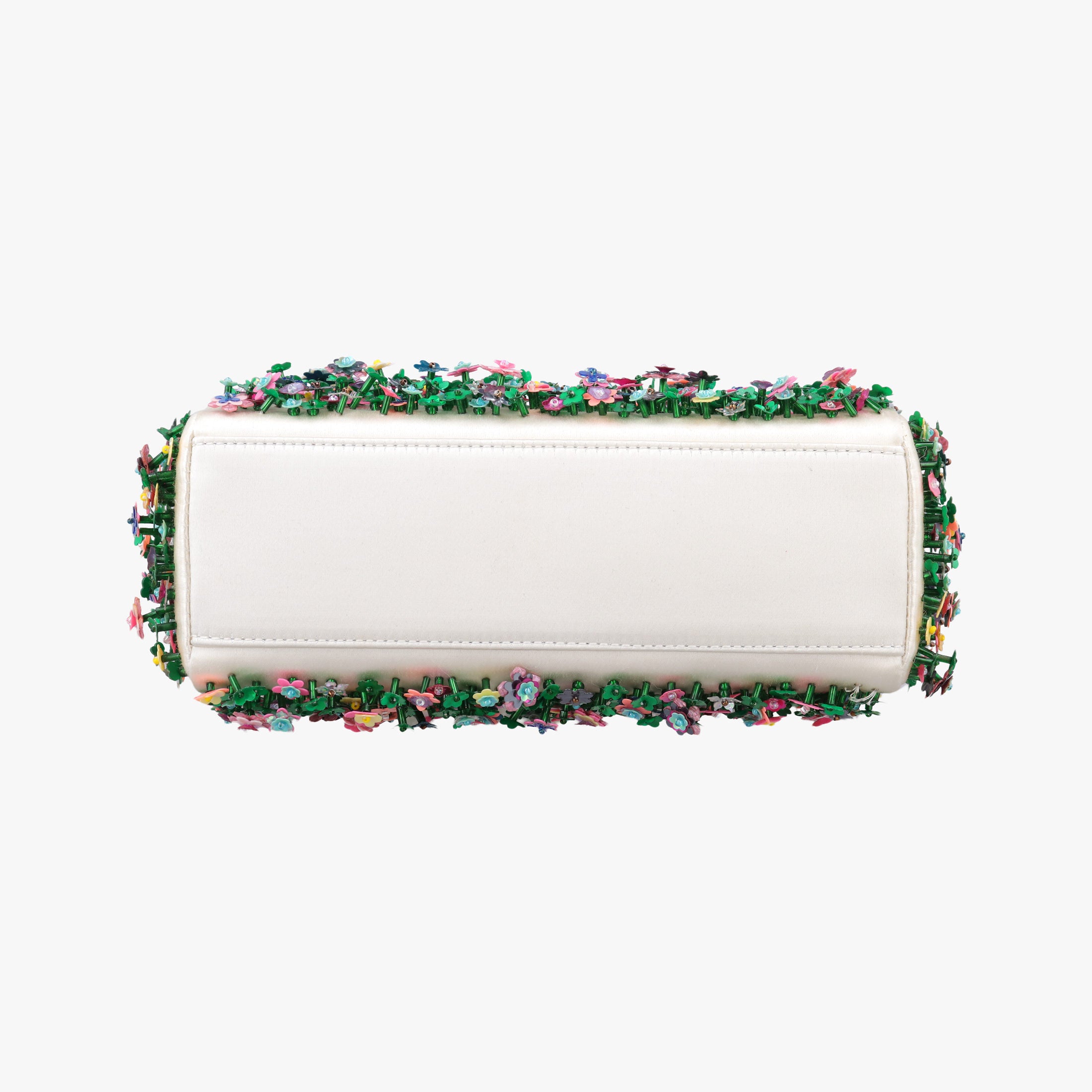 Lady Dior White×Multicolor Satin × Sequin × Bead Embellishments 02-MA-0194レディディオール ホワイト×マルチカラー サテン ×スパンコール×ビーズ刺繍 02-MA-0194