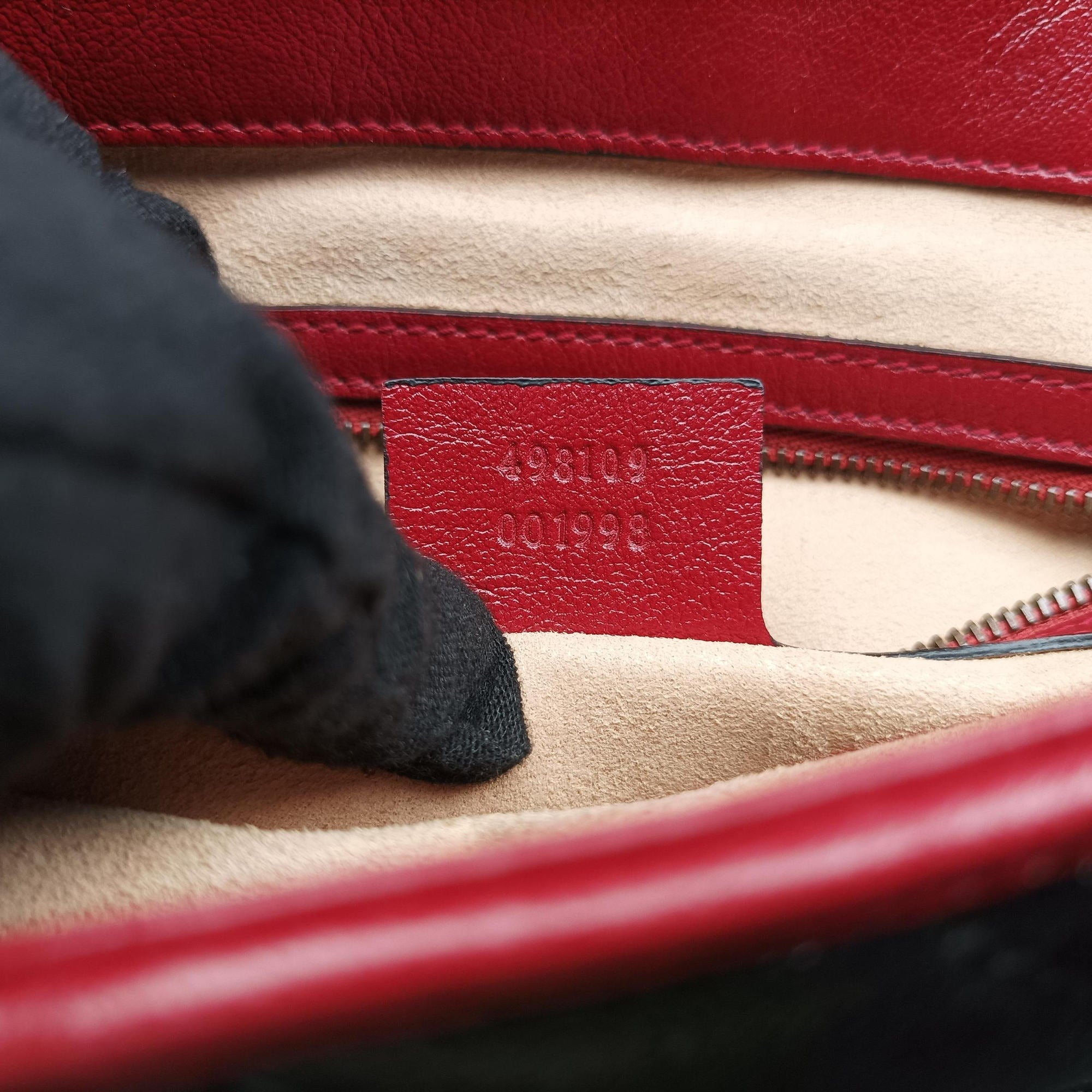 GG Marmont Black×red Leather 498109 A030030509GGマーモント ブラック×レッド レザー 498109 A030030509