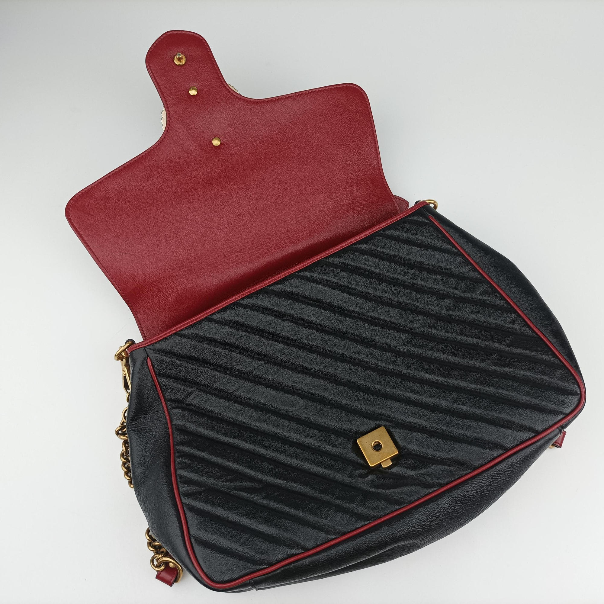 GG Marmont Black×red Leather 498109 A030030509GGマーモント ブラック×レッド レザー 498109 A030030509