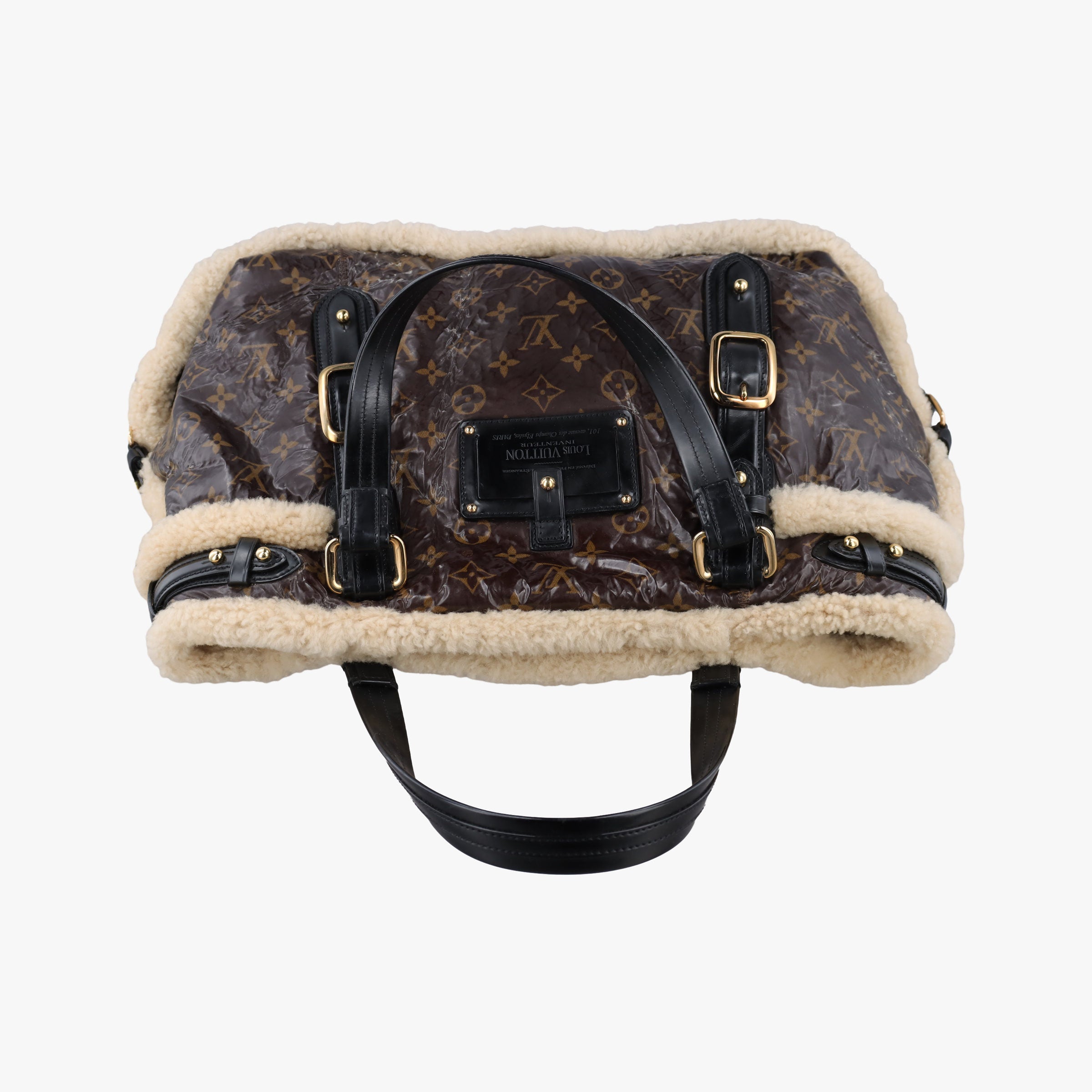 Monogram Shearling Thunder Tote Brown Monogram × Cream Coated Monogram Canvas x Shearling x Patent M95573 RC4057モノグラム シアリング サンダー トート モノグラム ブラウン ×クリーム コーティングキャンバス×シアリング×パテント M95573 RC4057