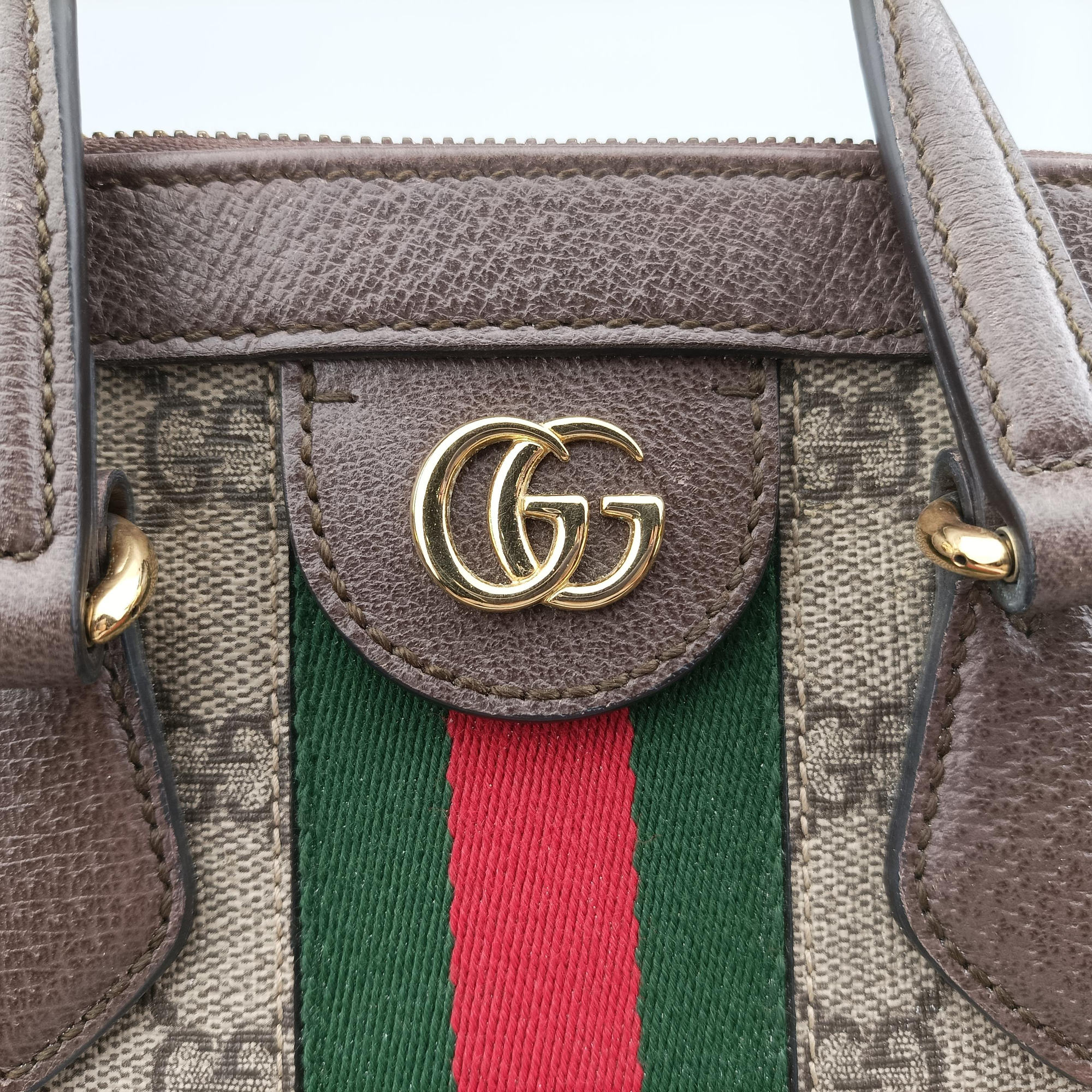 OPHIDIA Beige×Brown×Red×Green PVC coated canvas×Leather 524537 C026468528オフィディア ベージュ×ブラウン×レッド×グリーン PVCコーティングキャンバス×レザー 524537 C026468528