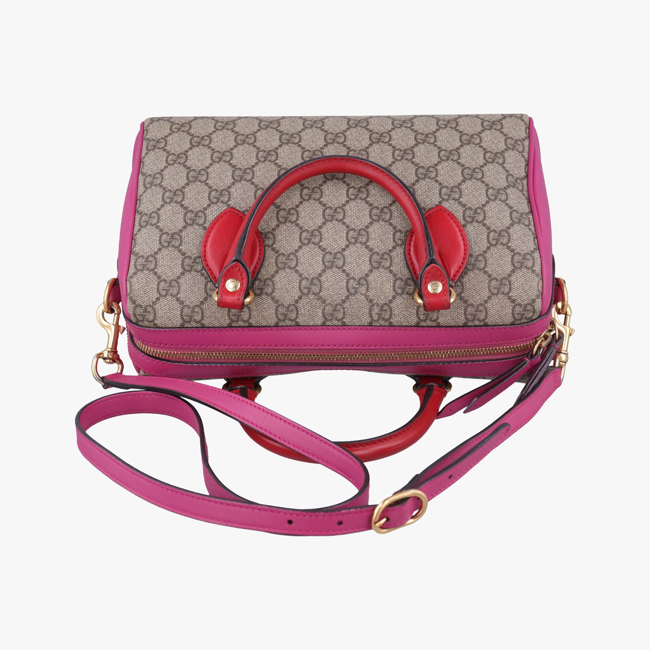 GG SUPREME beige×red×pink PVC coated canvas×Leather 409529 D020052650GGスプリーム ベージュ×レッド×ピンク PVCコーティングキャンバス×レザー 409529 D020052650