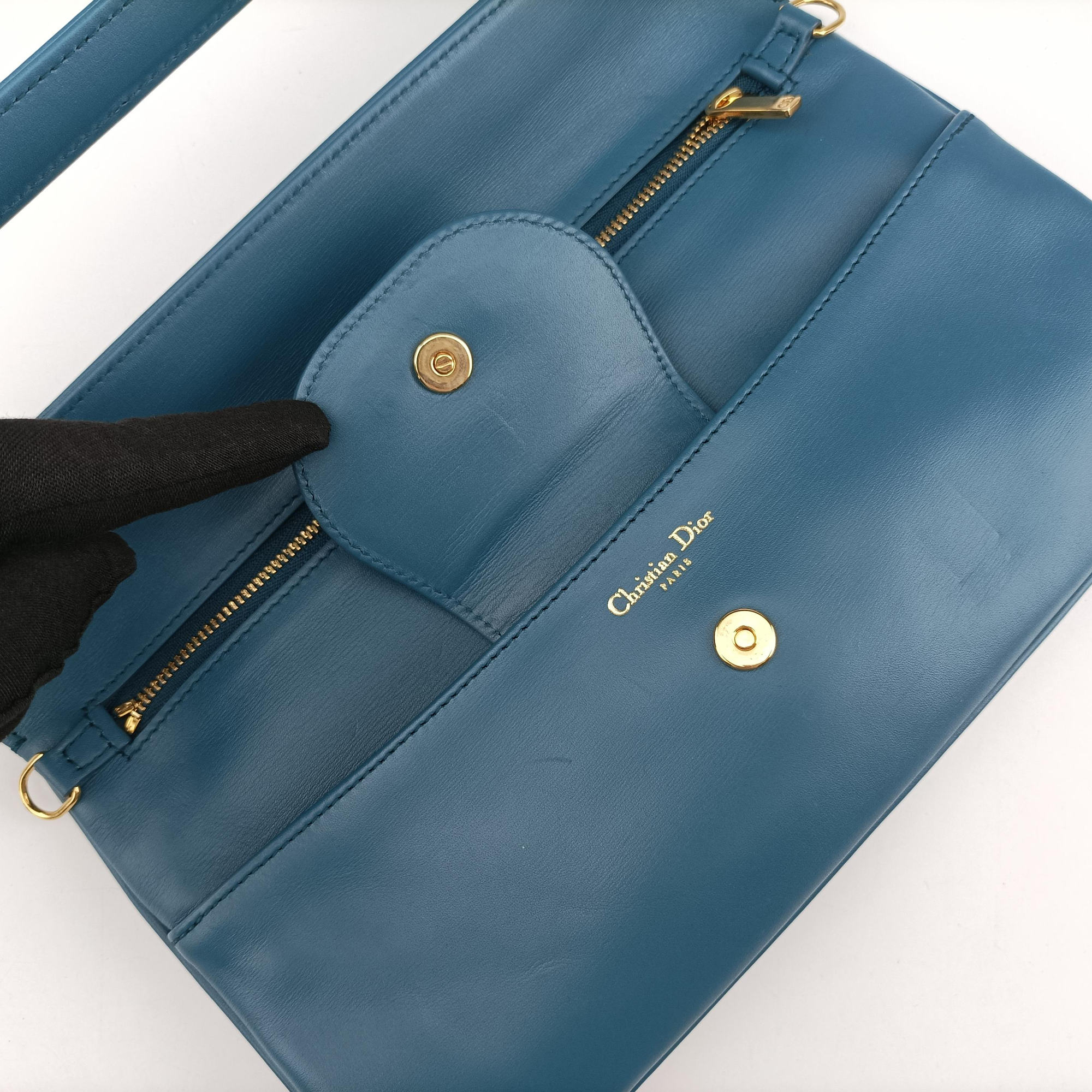 Diordouble Blue Leather 29-MA-0211ディオール ダブル ミディアム ブルー レザー 29-MA-0211