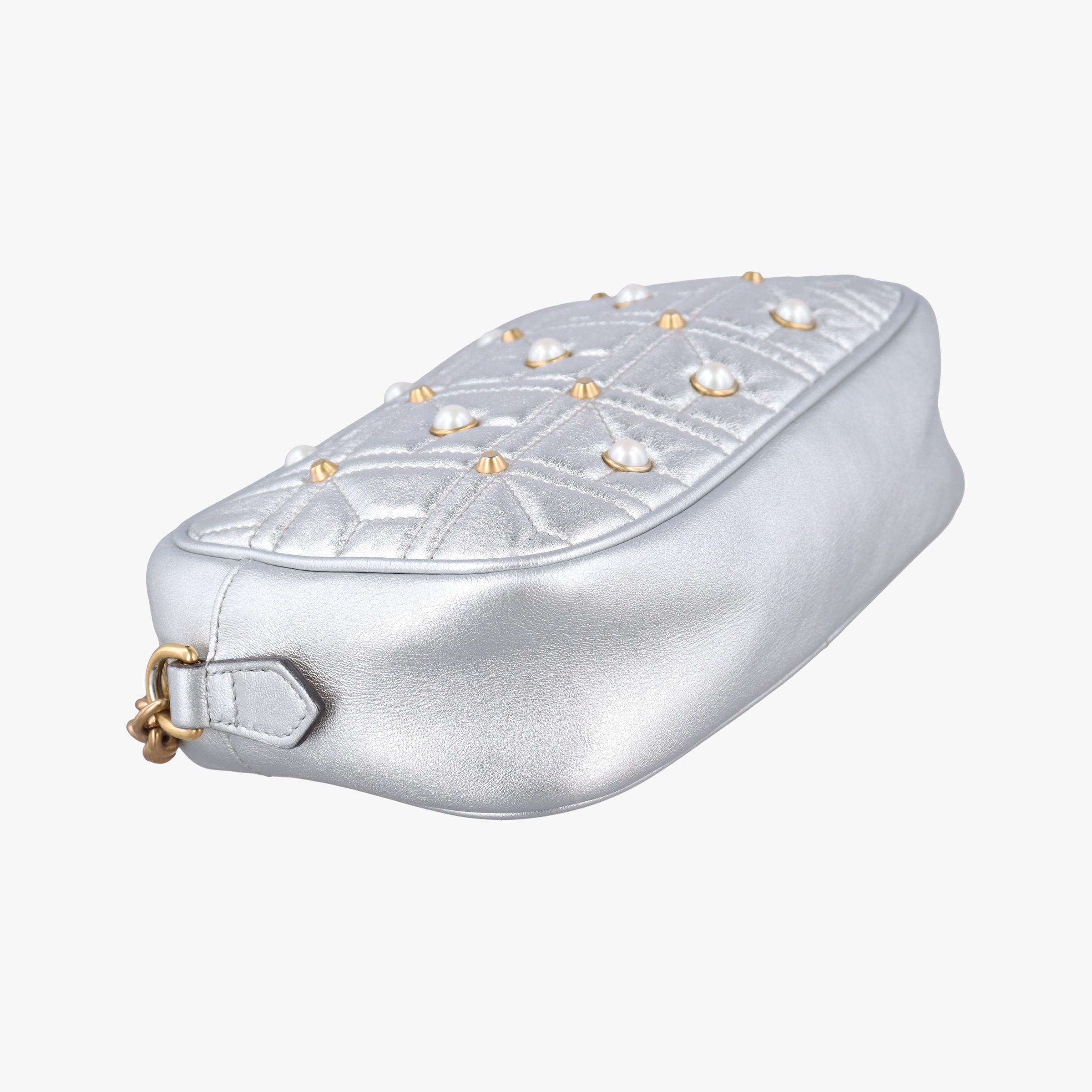 GG Marmont Silver Leather 447632 B021162434GGマーモント シルバー レザー 447632 B021162434