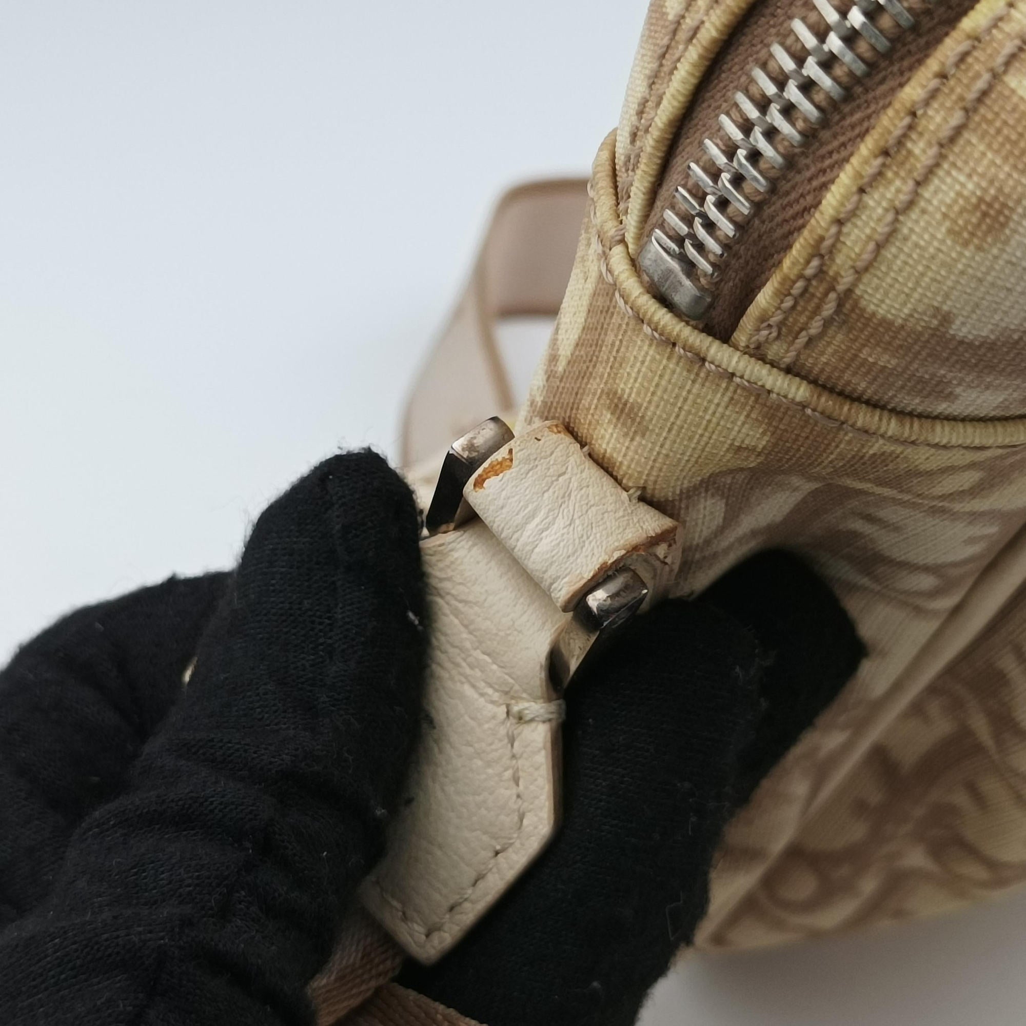 Trotter Flower Beige PVC Coated Canvas Floral Embroidery BO D 1024トロッター フラワー ベージュ PVCコーティングキャンバス 花刺繍 BO D 1024