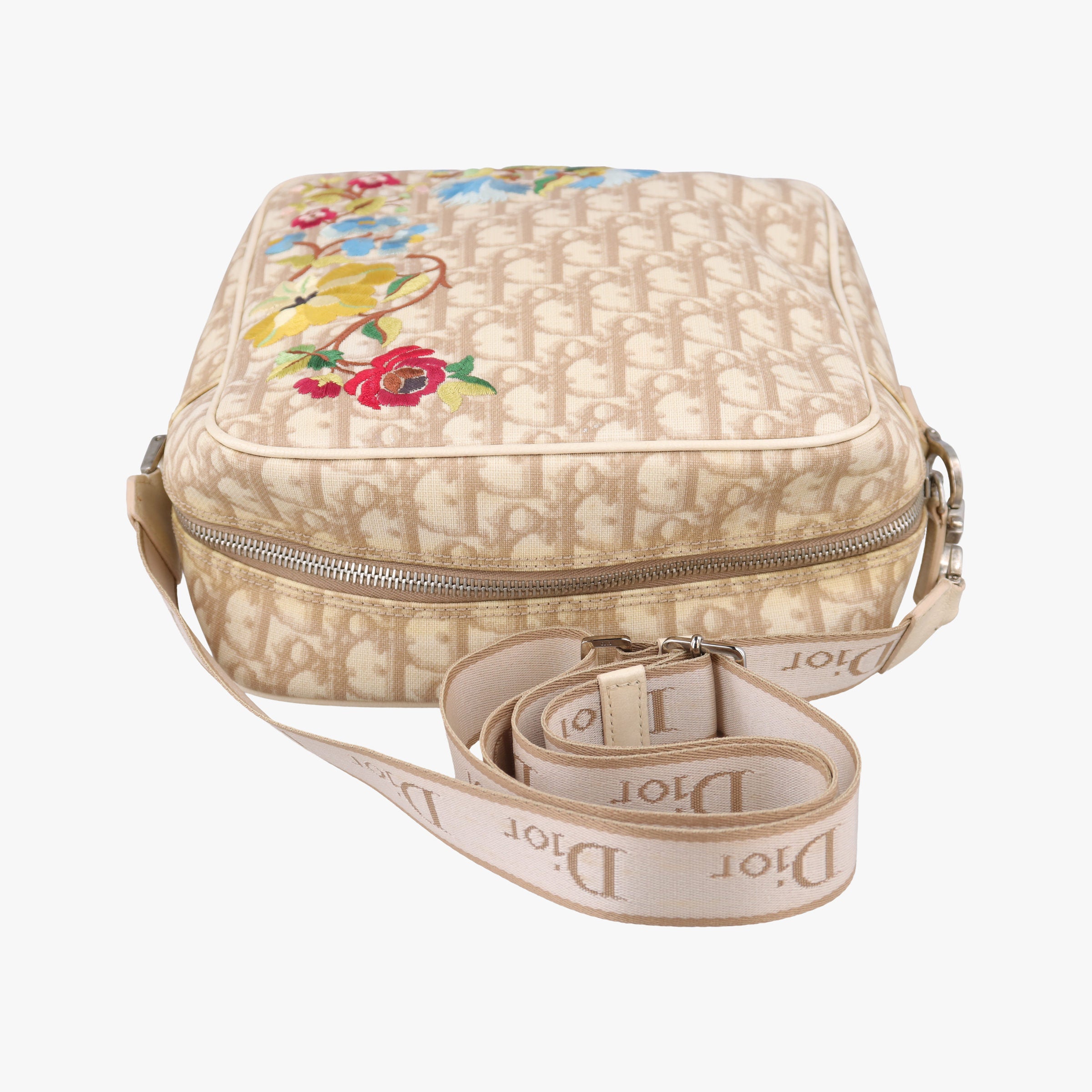 Trotter Flower Beige PVC Coated Canvas Floral Embroidery BO D 1024トロッター フラワー ベージュ PVCコーティングキャンバス 花刺繍 BO D 1024