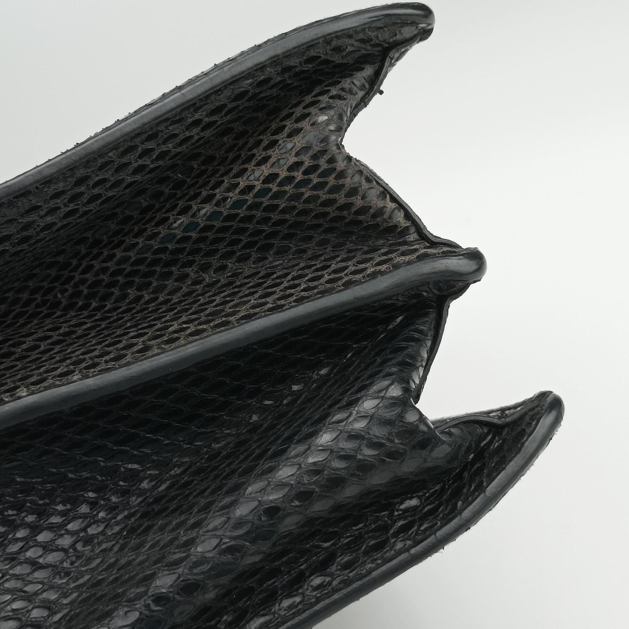 Rosalia Top Handle Black Leather×Suede×Python 50ロザリア トップハンドル ブラック レザー × スエード × パイソン 50