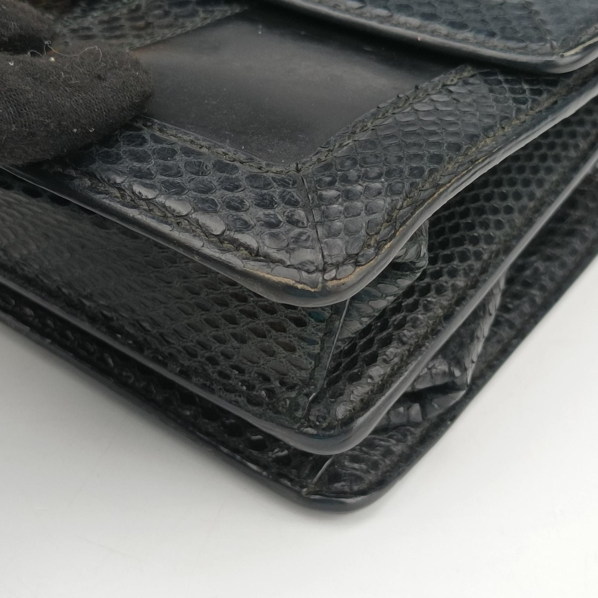 Rosalia Top Handle Black Leather×Suede×Python 50ロザリア トップハンドル ブラック レザー × スエード × パイソン 50