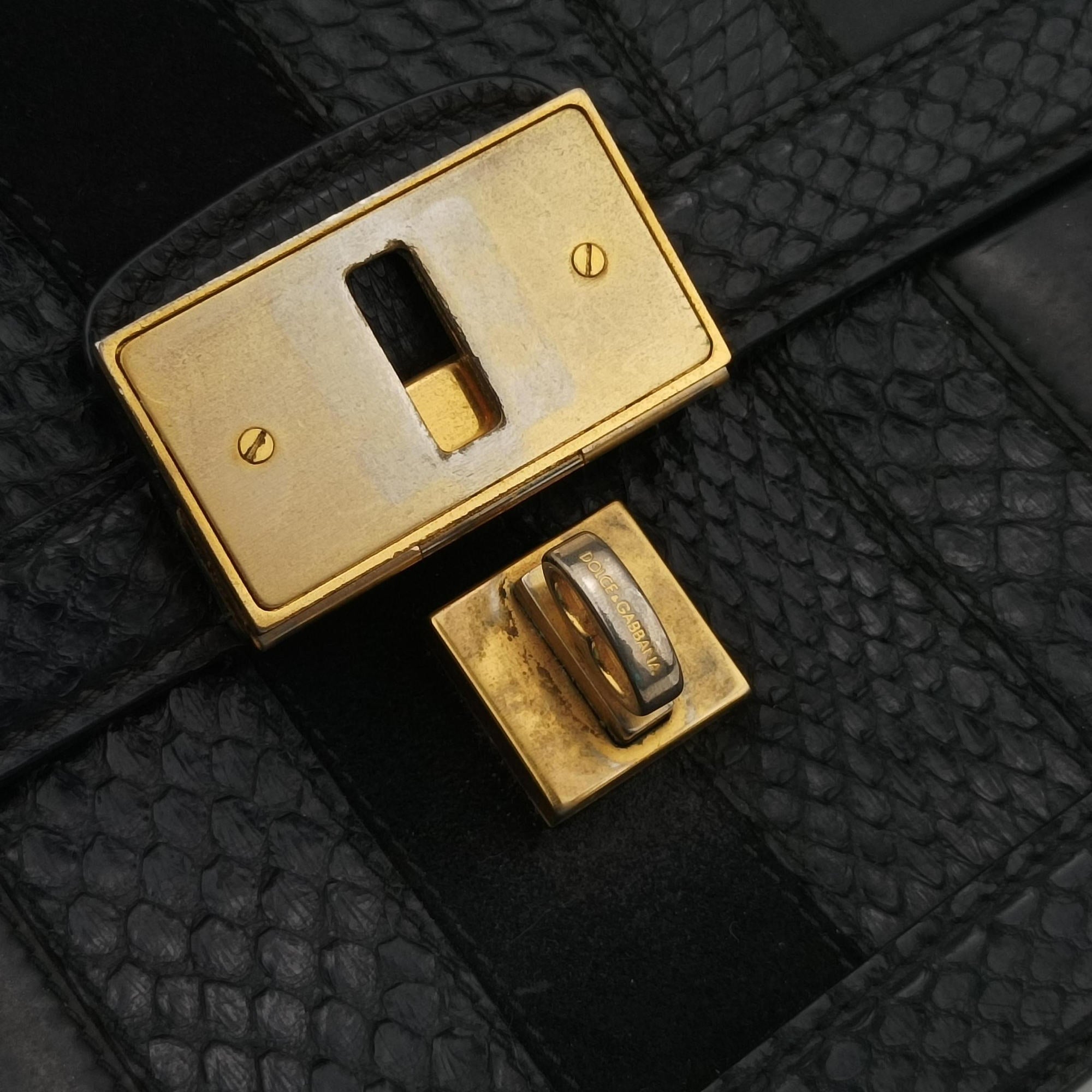 Rosalia Top Handle Black Leather×Suede×Python 50ロザリア トップハンドル ブラック レザー × スエード × パイソン 50