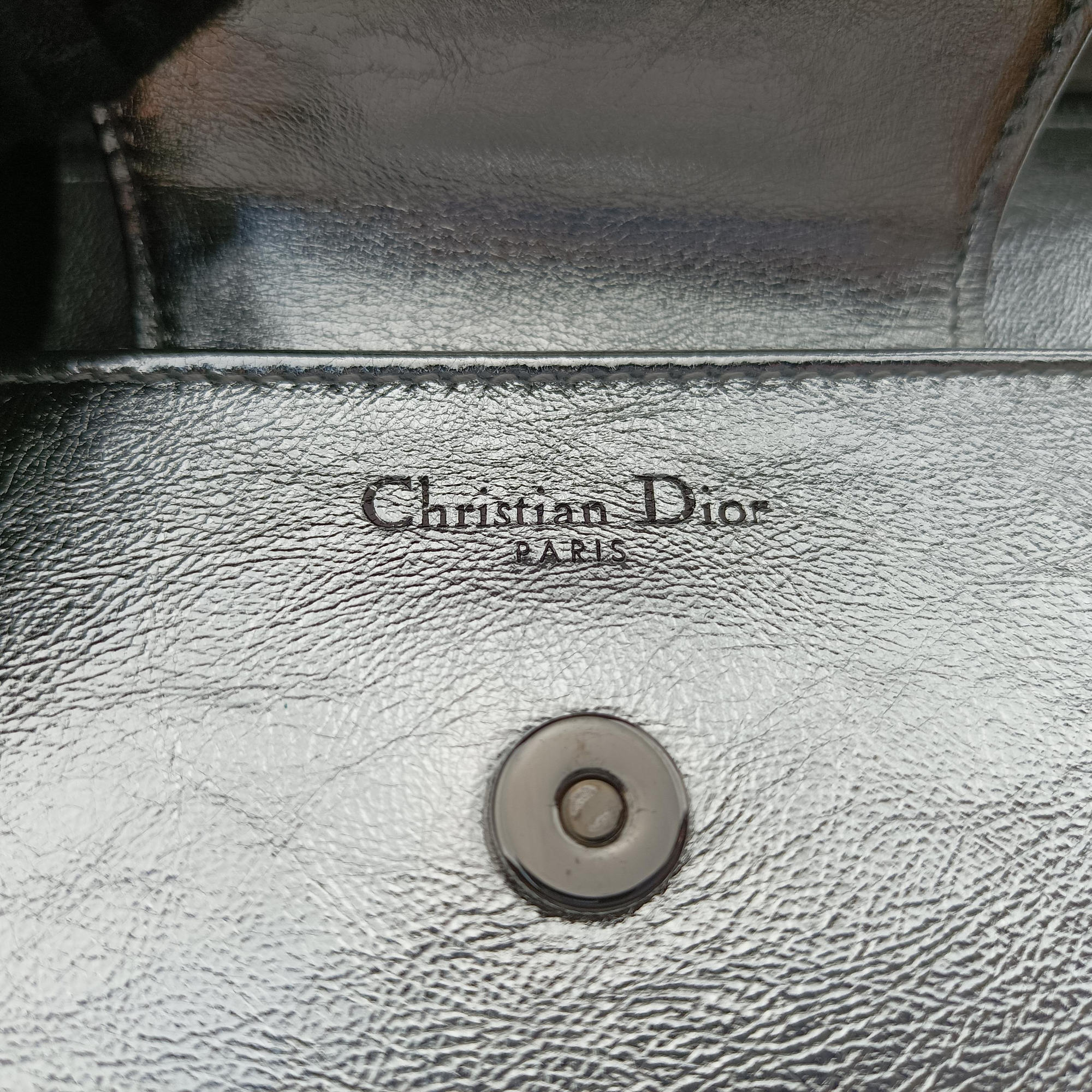 Dior double Medium Silver Leather 10-MA-0241ディオール ダブル ミディアム シルバー レザー 10-MA-0241