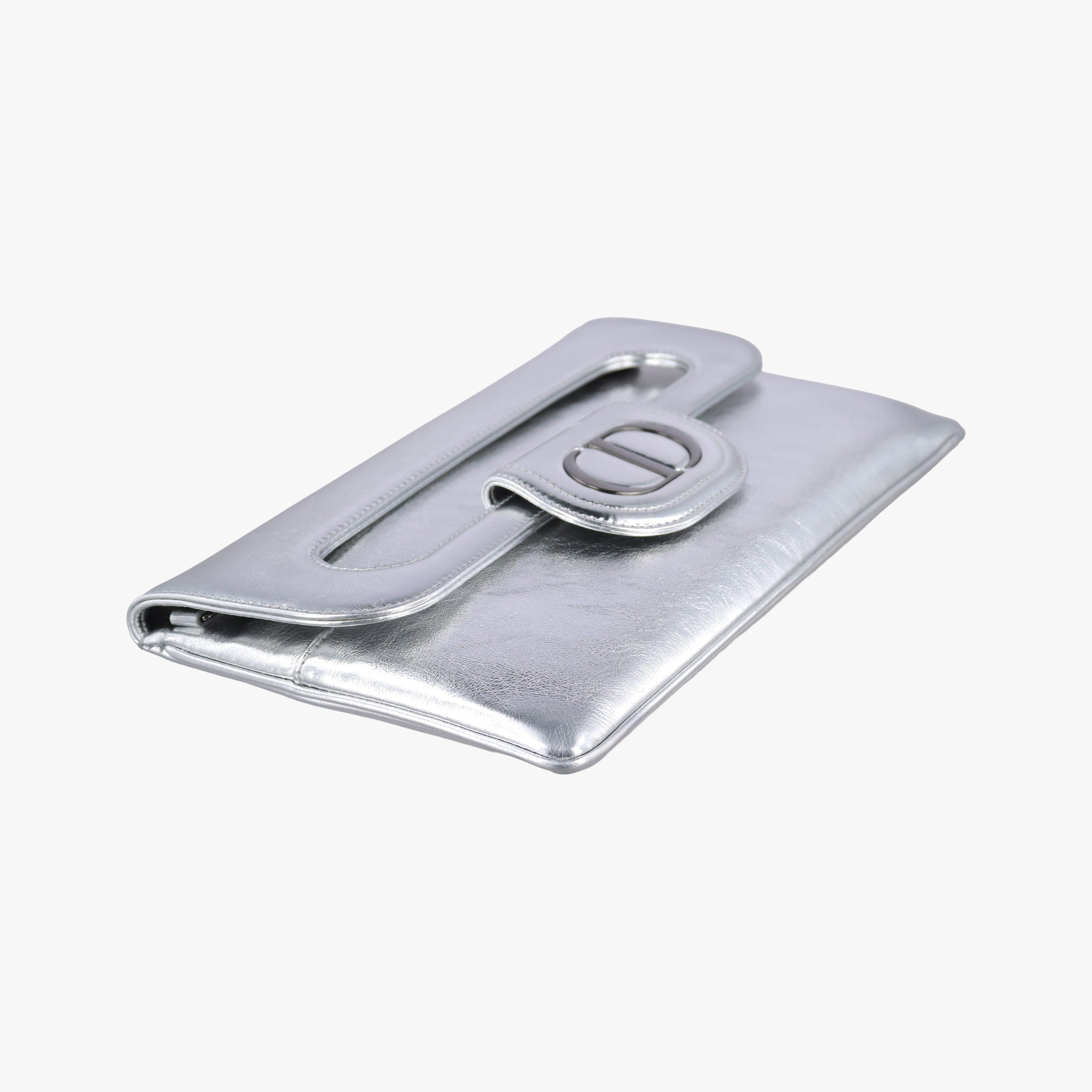 Dior double Medium Silver Leather 10-MA-0241ディオール ダブル ミディアム シルバー レザー 10-MA-0241