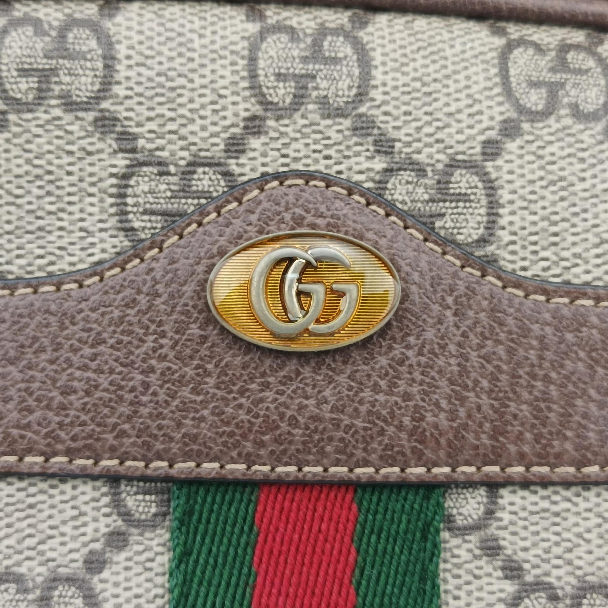 Ophidia Beige×red×green PVC coated canvas×Leather 598664 オフィディア ベージュ×レッド×グリーン PVCコーティングキャンバス×レザー 598664