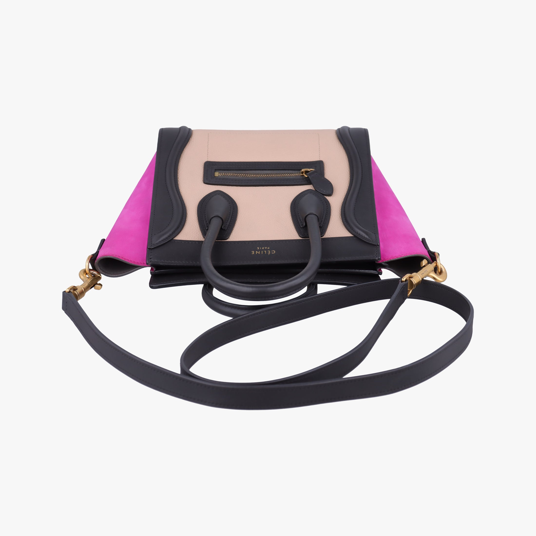 luggage nano shopper Beige x Black x Purple leather x Suede S-AT-2186 S-CU-4106ラゲージナノショッパー ベージュ xブラック x パープル レザー x スエード S-AT-2186 S-CU-4106