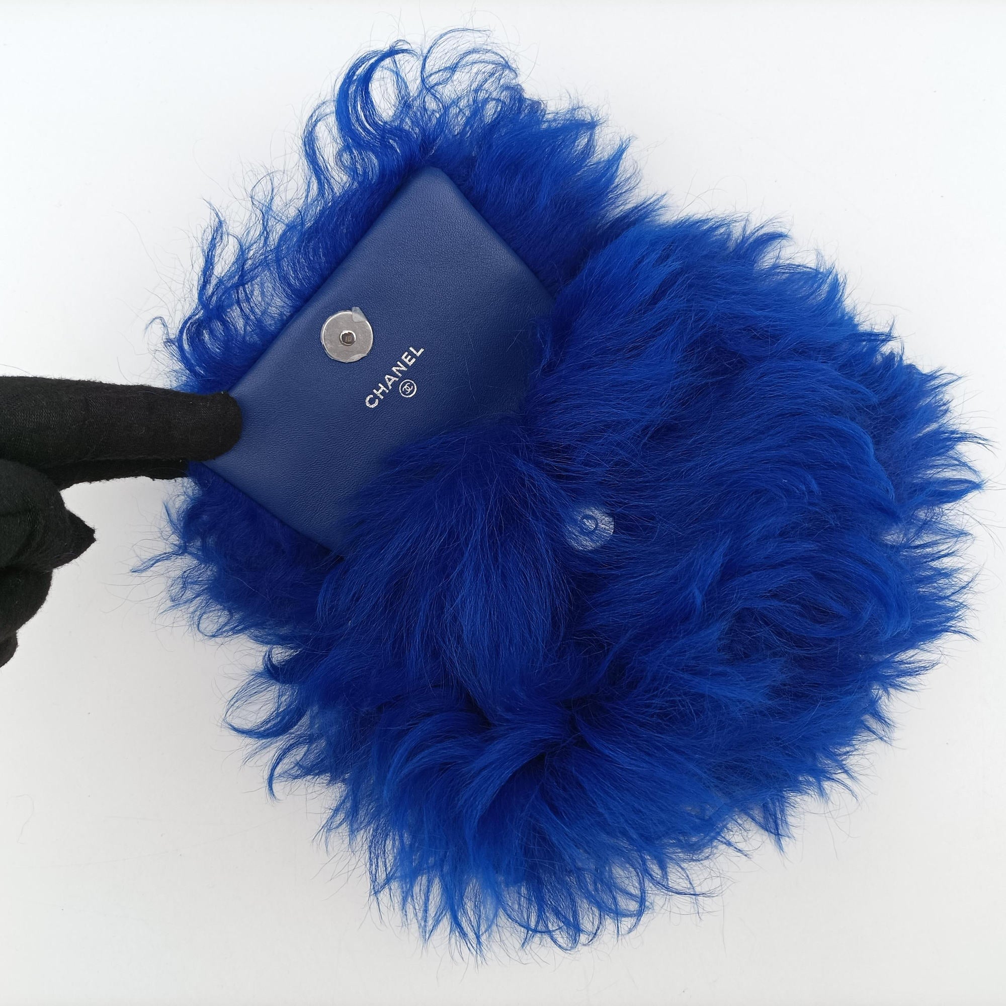 Shearling CC Hook Card Holder Blue wool AP2397 31690641シアリングCCフックカードホルダー ブルー ウール AP2397 31690641