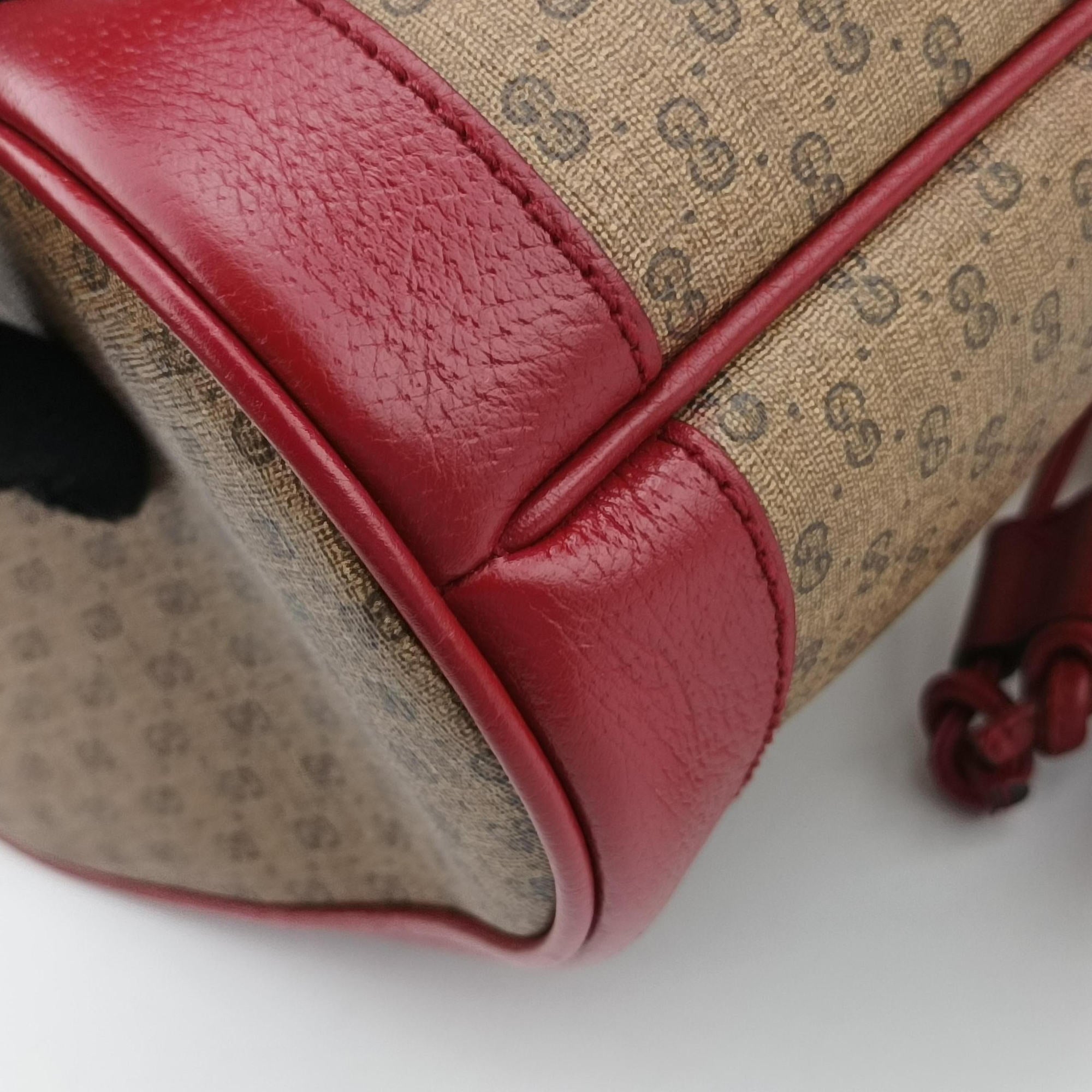 Doraemon collaboration Brown x red PVC coated canvas×Leather 655597 G034362479ドラえもんコラボ ブラウンxレッド PVCコーティングキャンバス×レザー 655597 G034362479
