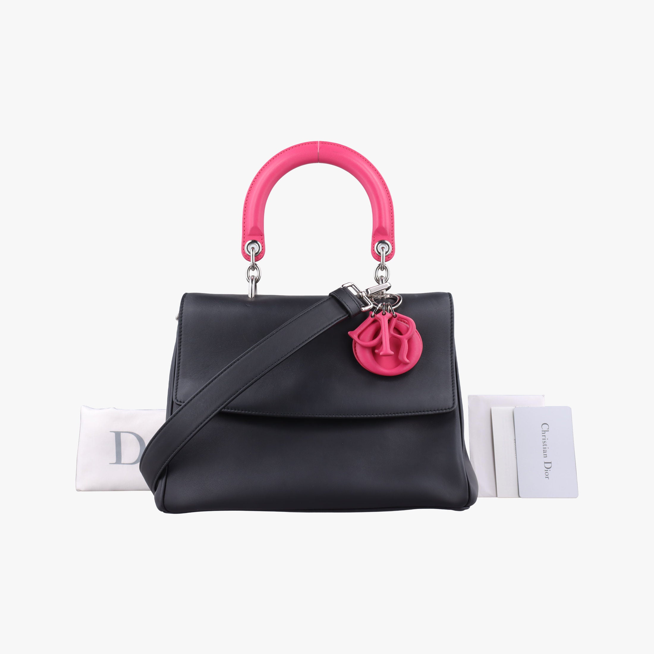 Be Dior Black × Rose Red Leather 29-MA-0125ビー ディオール ブラック × ローズレッド レザー 29-MA-0125