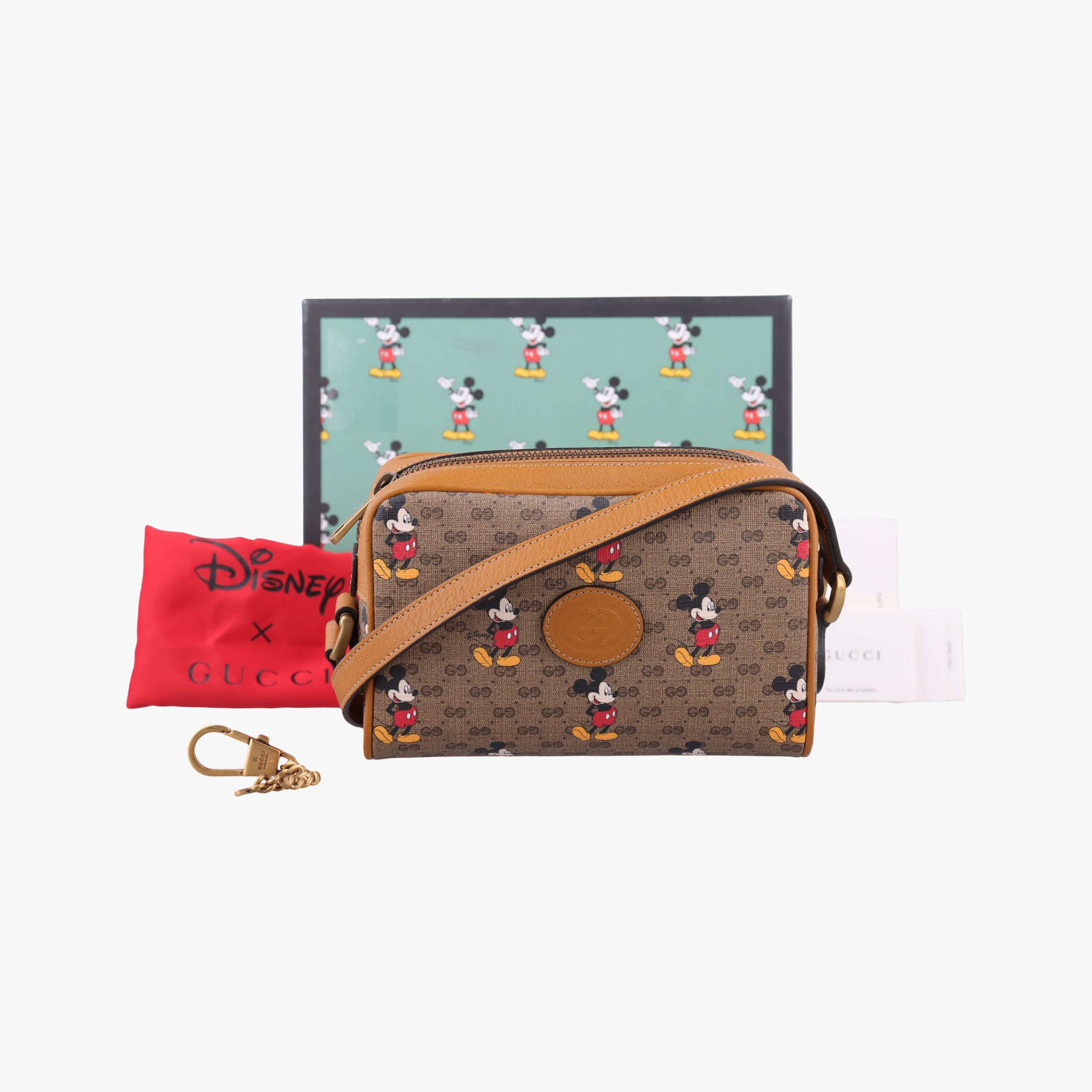 Mickey Mouse Disney collaboration Brown PVC coated canvas×Leather 602536 ミッキーマウス ディズニーコラボ ブラウン PVCコーティングキャンバス×レザー 602536