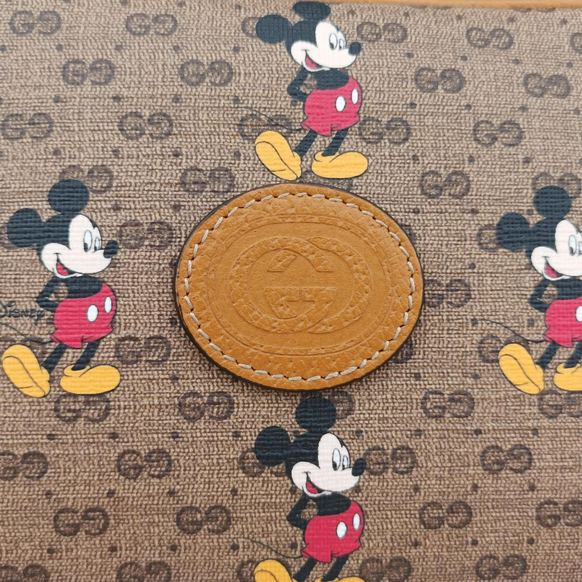 Mickey Mouse Disney collaboration Brown PVC coated canvas×Leather 602536 ミッキーマウス ディズニーコラボ ブラウン PVCコーティングキャンバス×レザー 602536