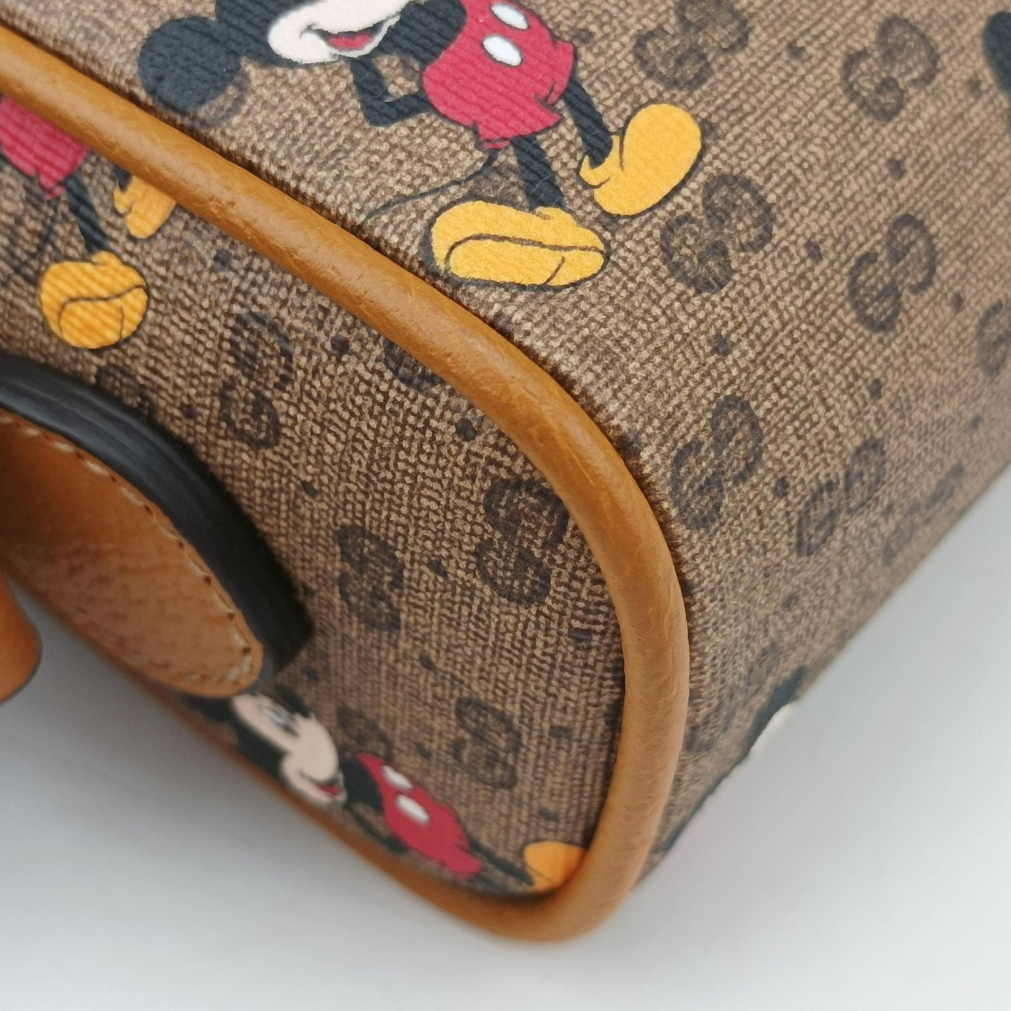 Mickey Mouse Disney collaboration Brown PVC coated canvas×Leather 602536 ミッキーマウス ディズニーコラボ ブラウン PVCコーティングキャンバス×レザー 602536