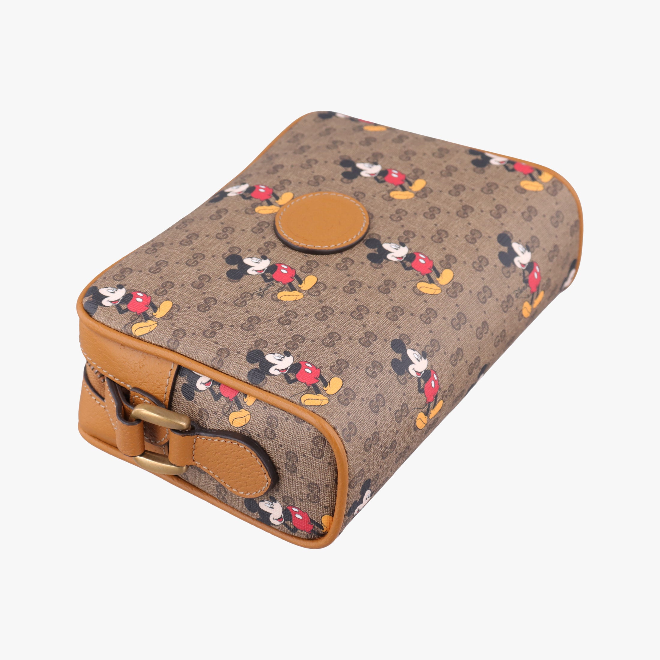 Mickey Mouse Disney collaboration Brown PVC coated canvas×Leather 602536 ミッキーマウス ディズニーコラボ ブラウン PVCコーティングキャンバス×レザー 602536