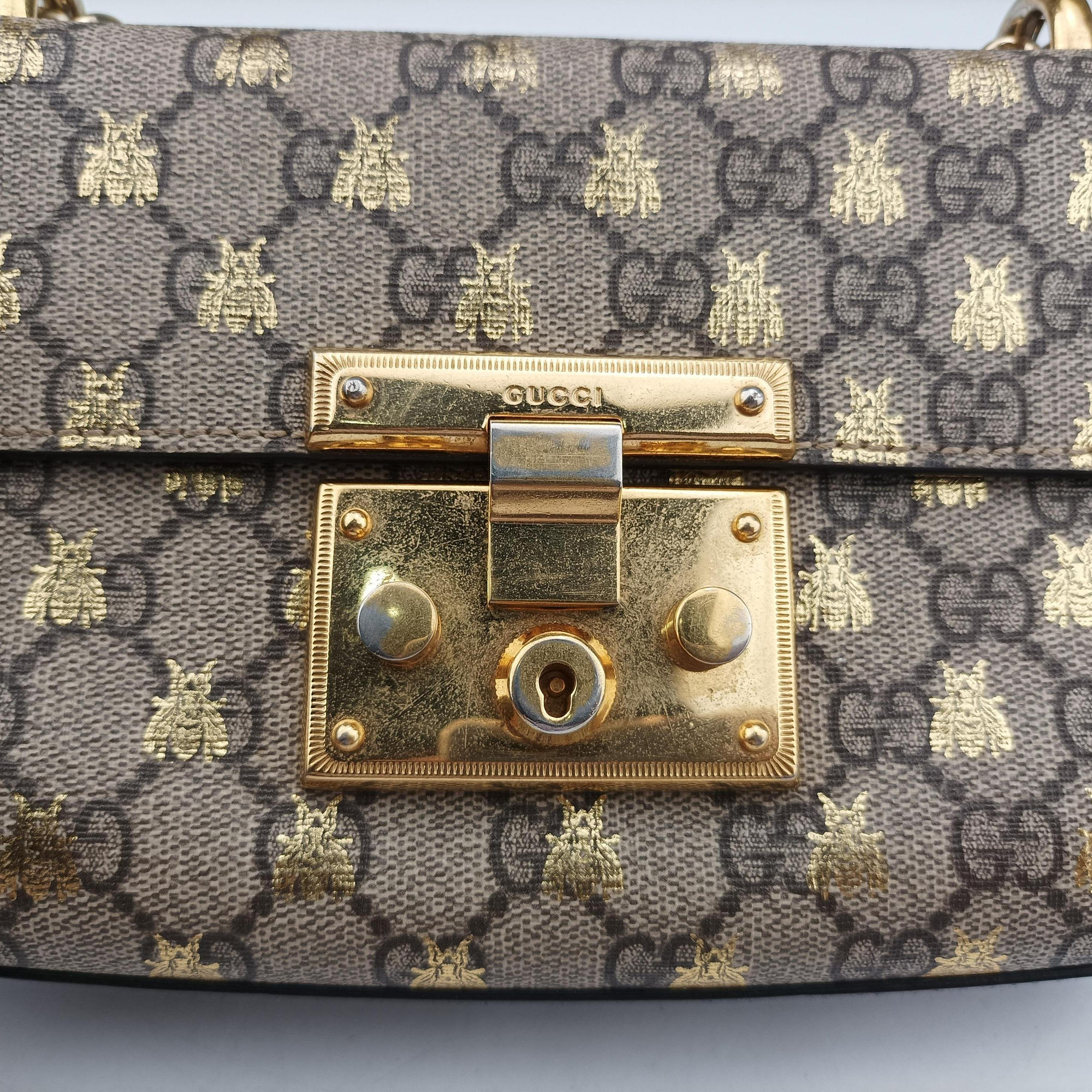 Padlock beige×black PVC coated canvas×Leather 409487 H031554642パドロック ベージュ×ブラック PVCコーティングキャンバス×レザー 409487 H031554642