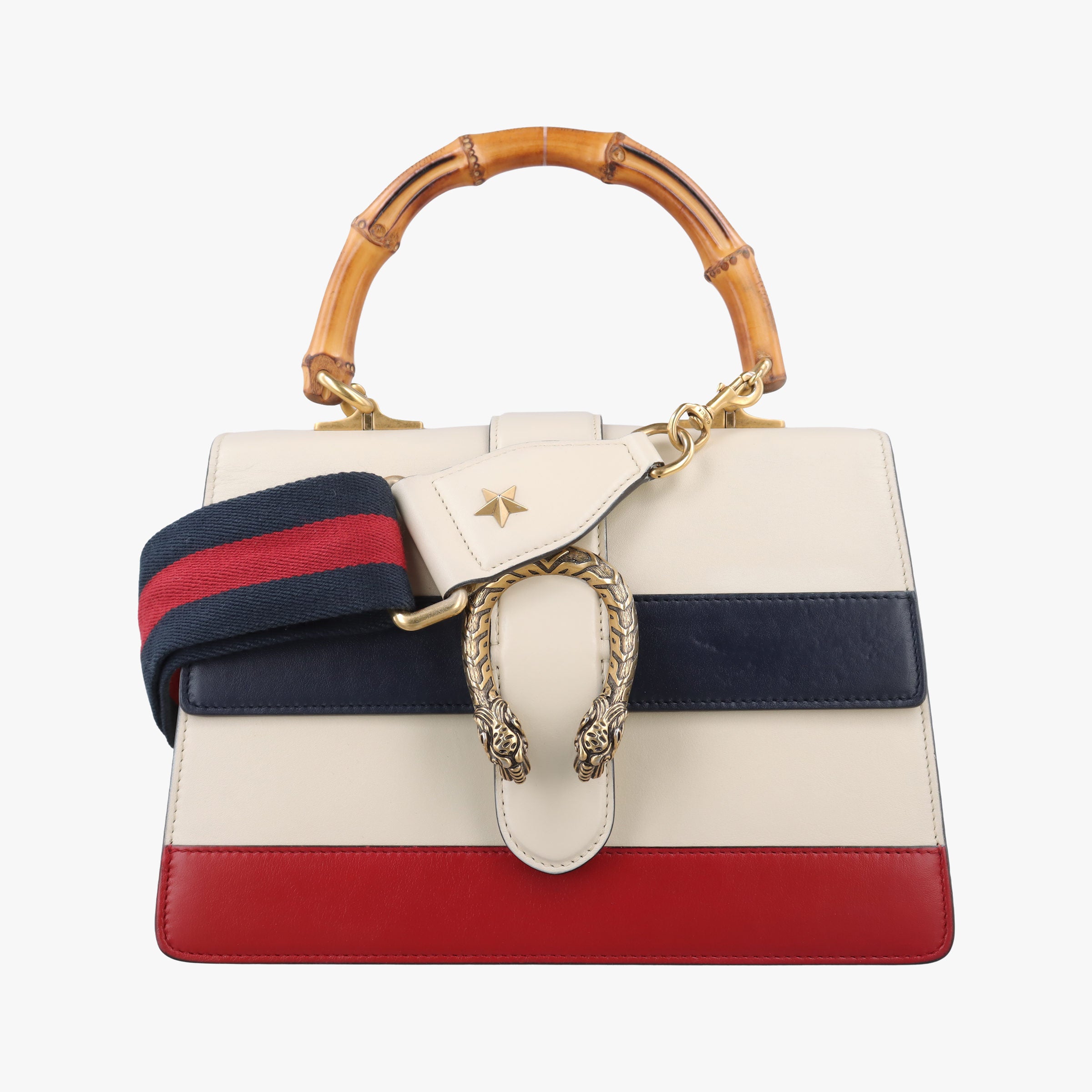 Dionysus bamboo White×navy×red Leather 448075 F021308165ディオニュソス バンブー ホワイト×ネイビー×レッド レザー 448075 F021308165